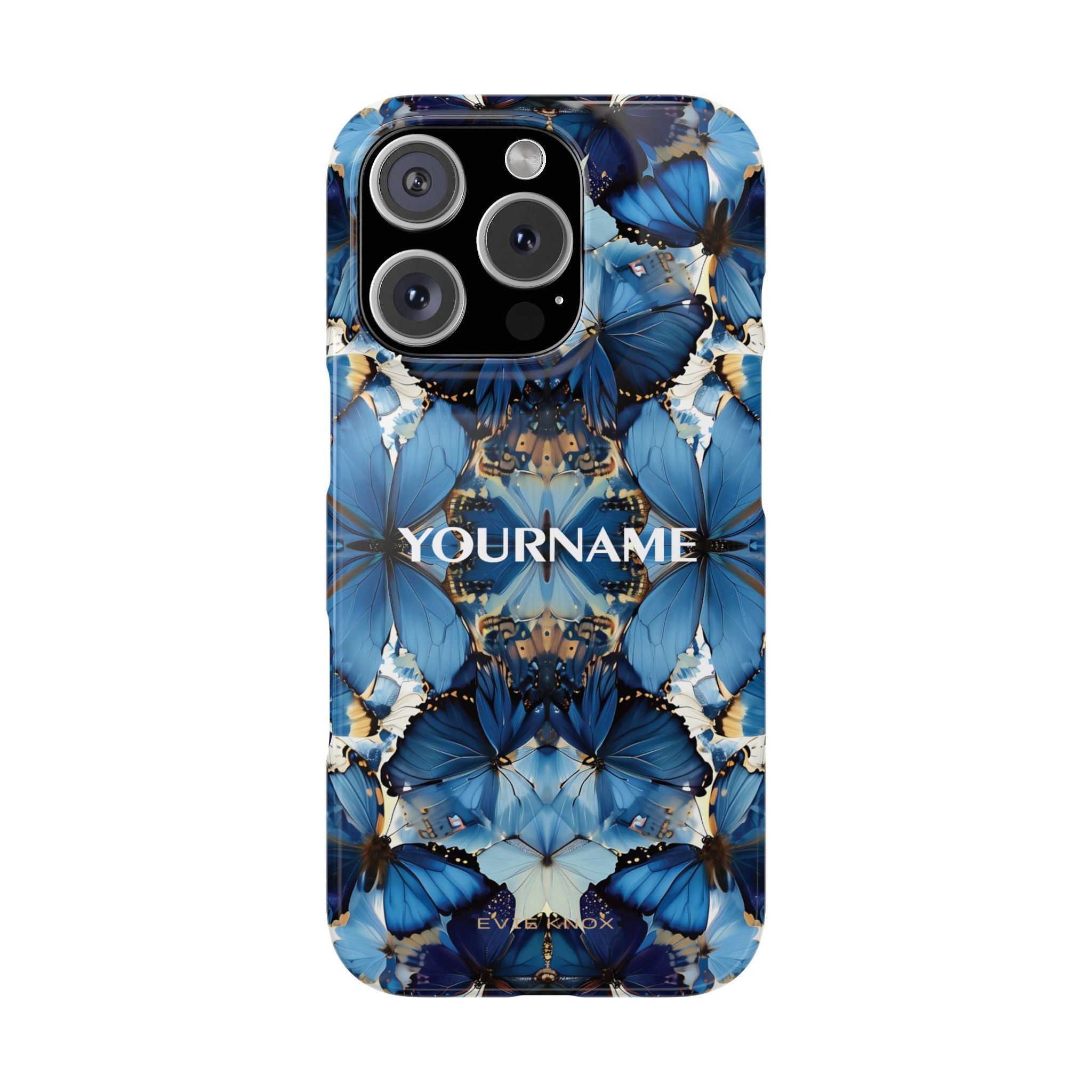 Blue Butterfly Kaleidoscope Slim Case — Protective Symmetry Pattern Phone Cover