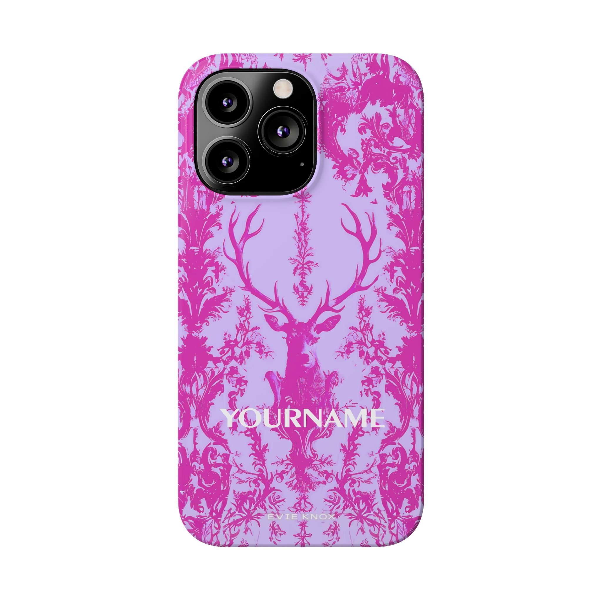 Pink Baroque Deer Slim iPhone Case — Floral Antler Pattern