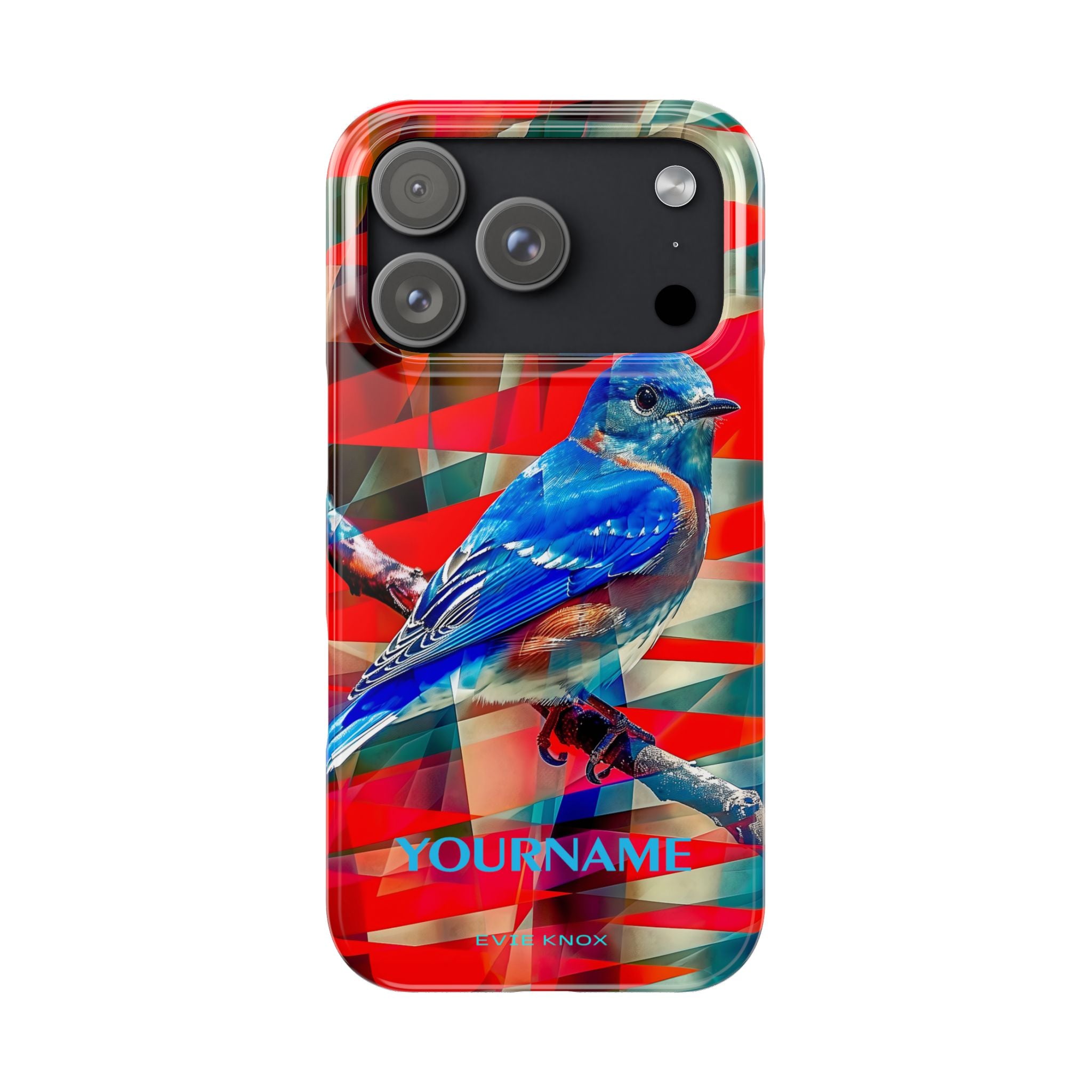 Bluebird Slim Phone Case — Vibrant Geometric Nature Design