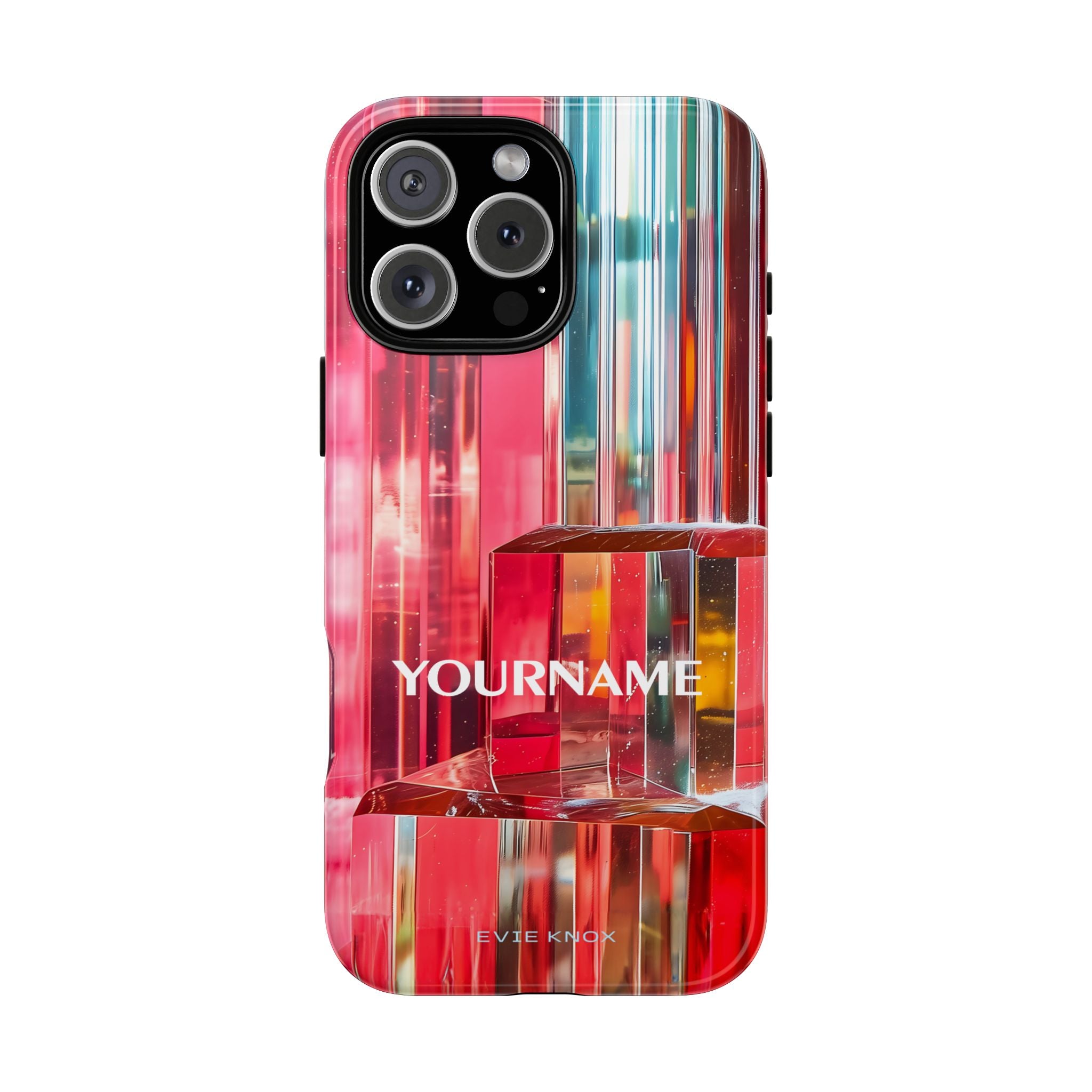 Abstract Prism Tough Phone Case — Red Geometric Crystal Design