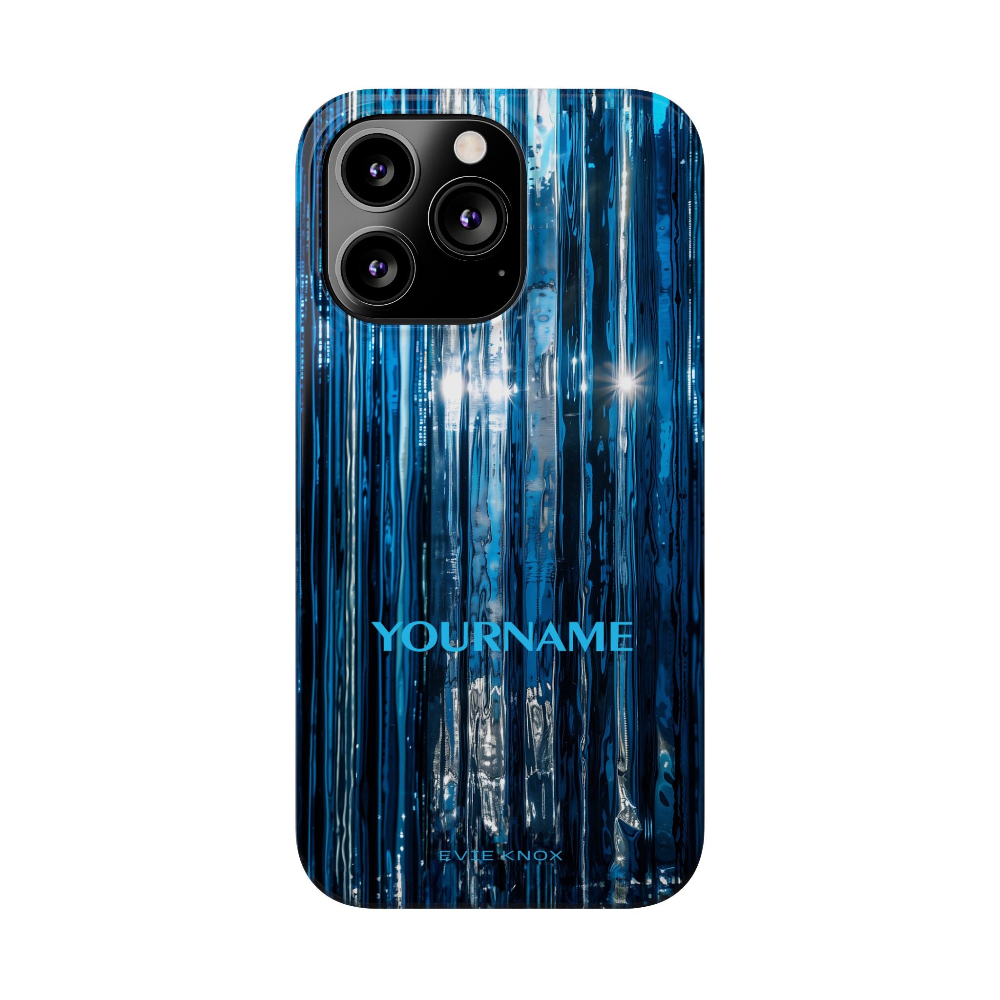 Blue Ribbed Art Glass Effect Slim iPhone Case - Personalized Phone case