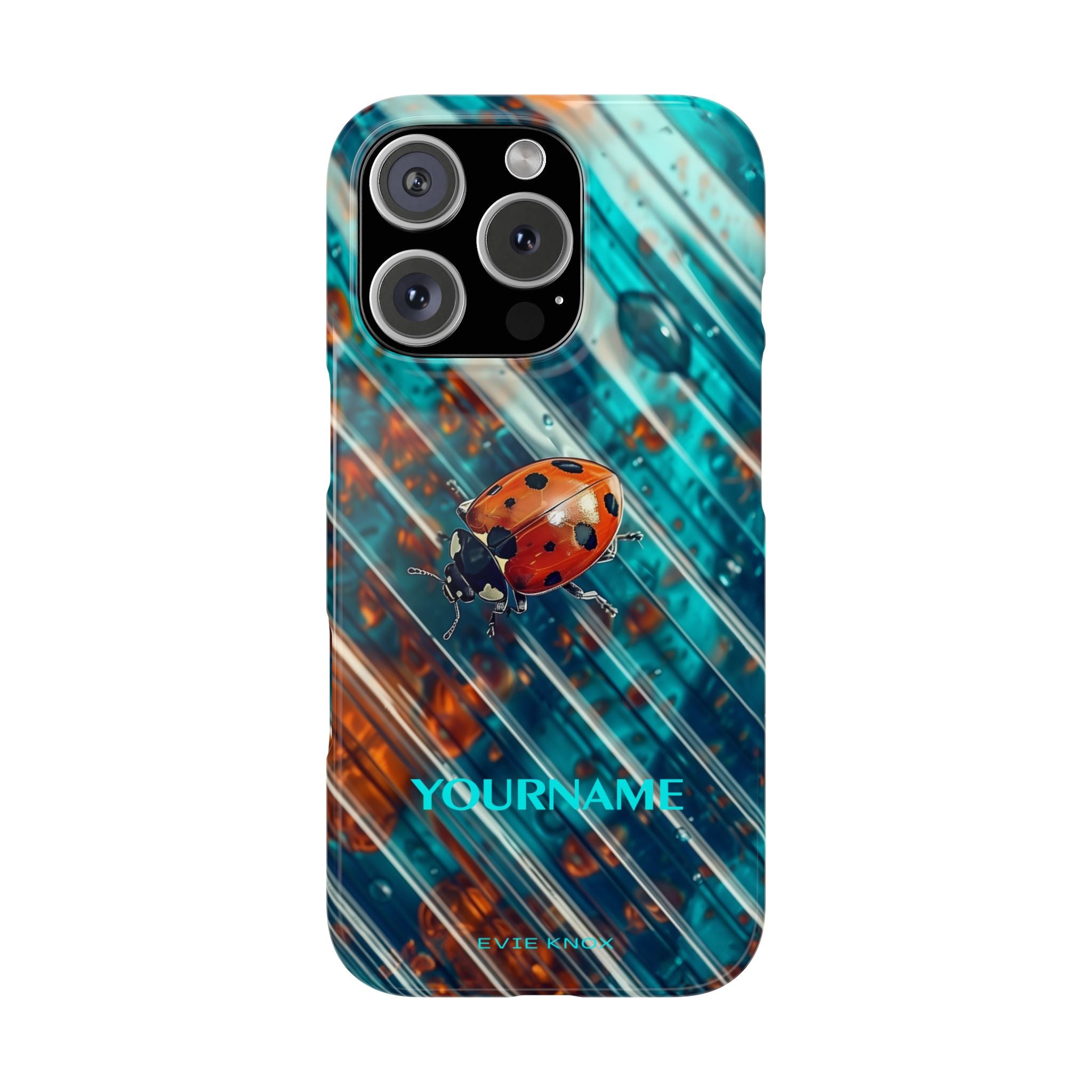 Little Lady Ladybug on Blue Protective Slim Phone Case