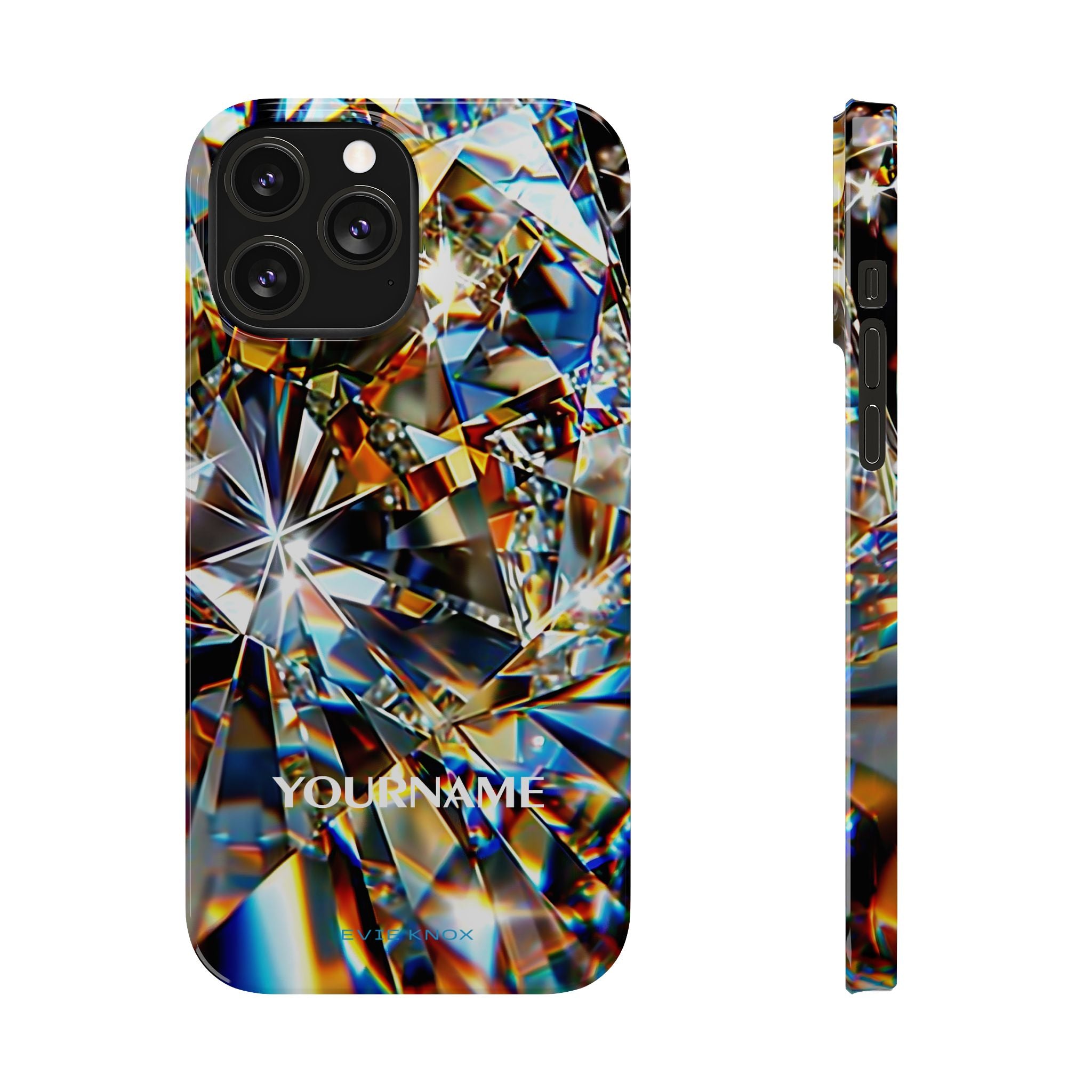 Crystal Facet Slim Phone Case — Iridescent Diamond Pattern