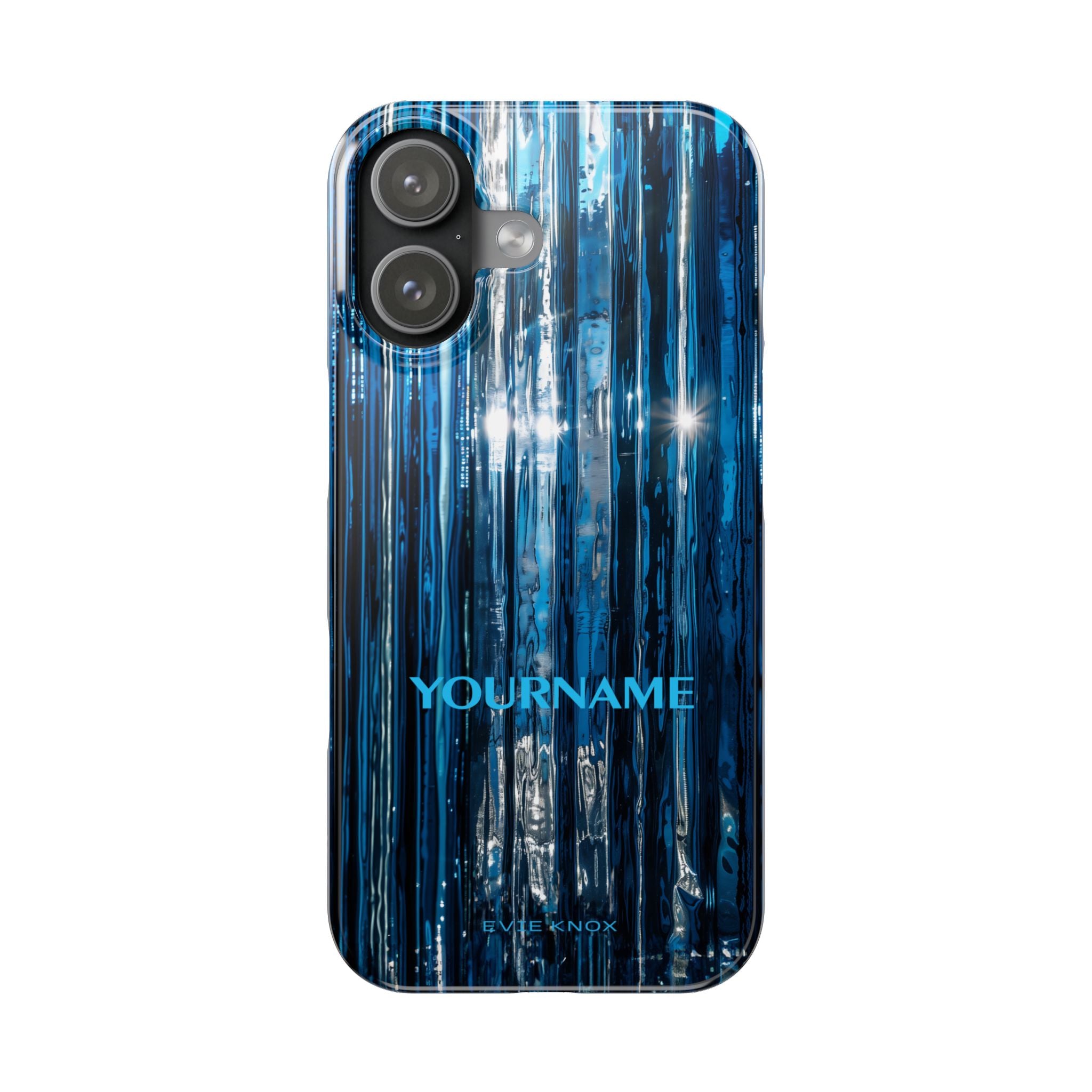Blue Ribbed Art Glass Effect Slim iPhone Case - Personalized Phone case