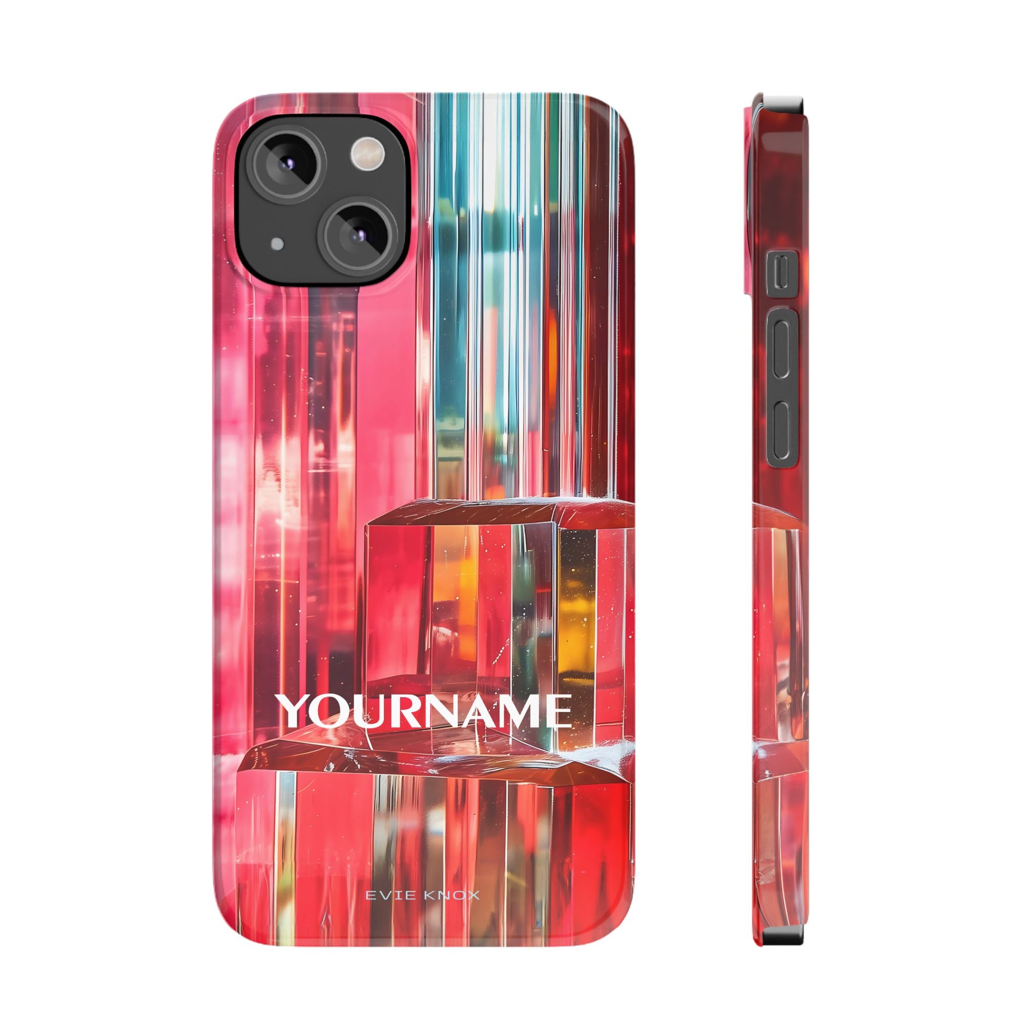 Abstract Prism Slim Phone Case — Red Geometric Crystal Design
