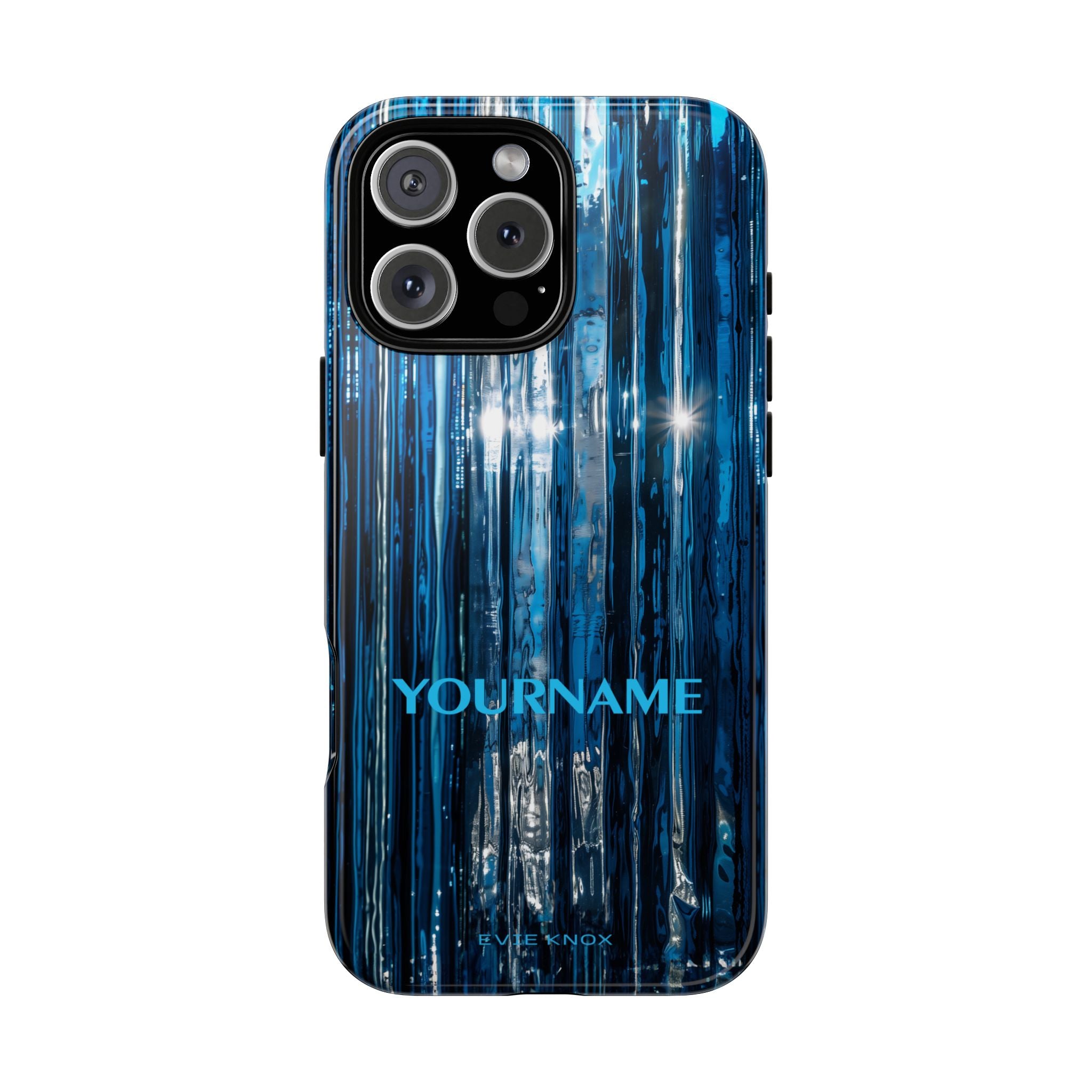 Blue Ribbed Art Glass Effect Tough iPhone Case - Personalized Phone case