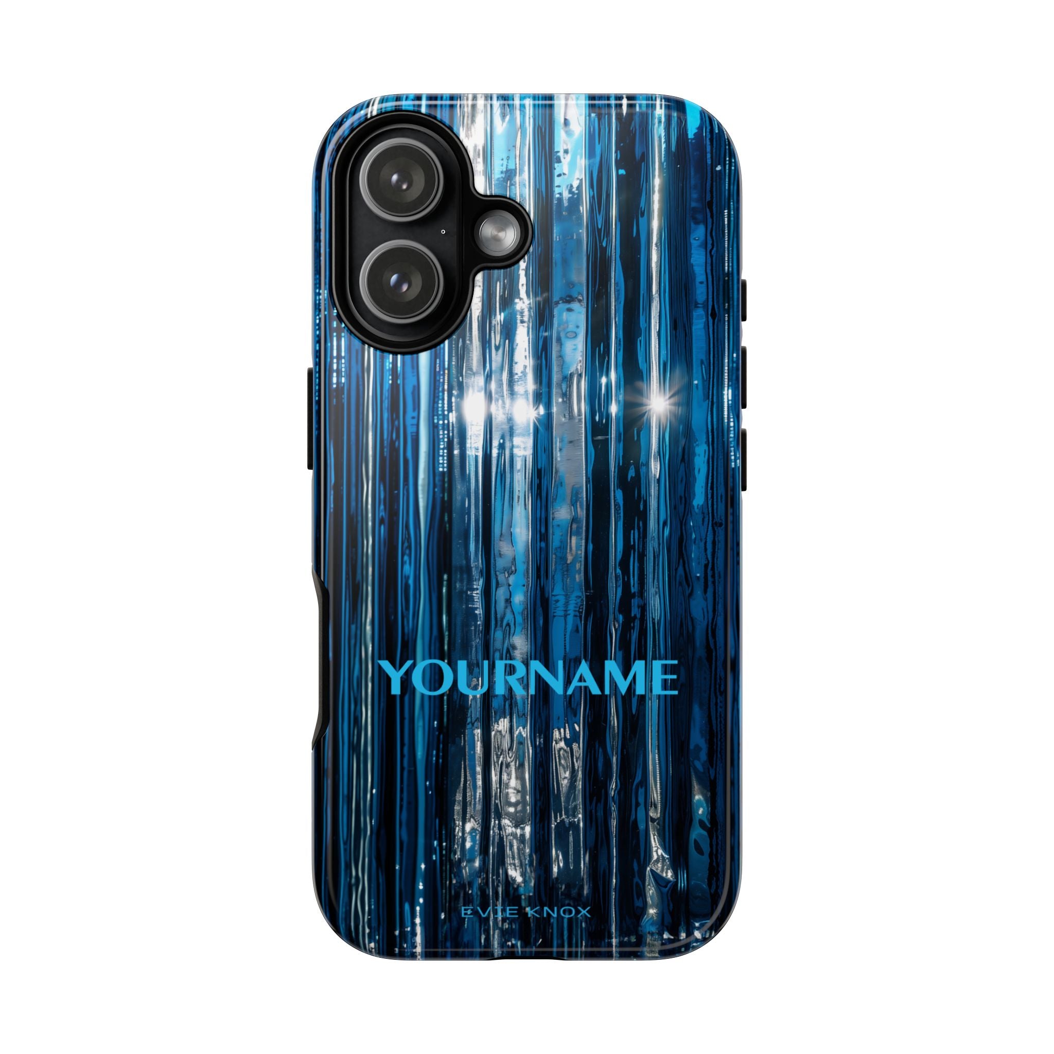 Blue Ribbed Art Glass Effect Tough iPhone Case - Personalized Phone case