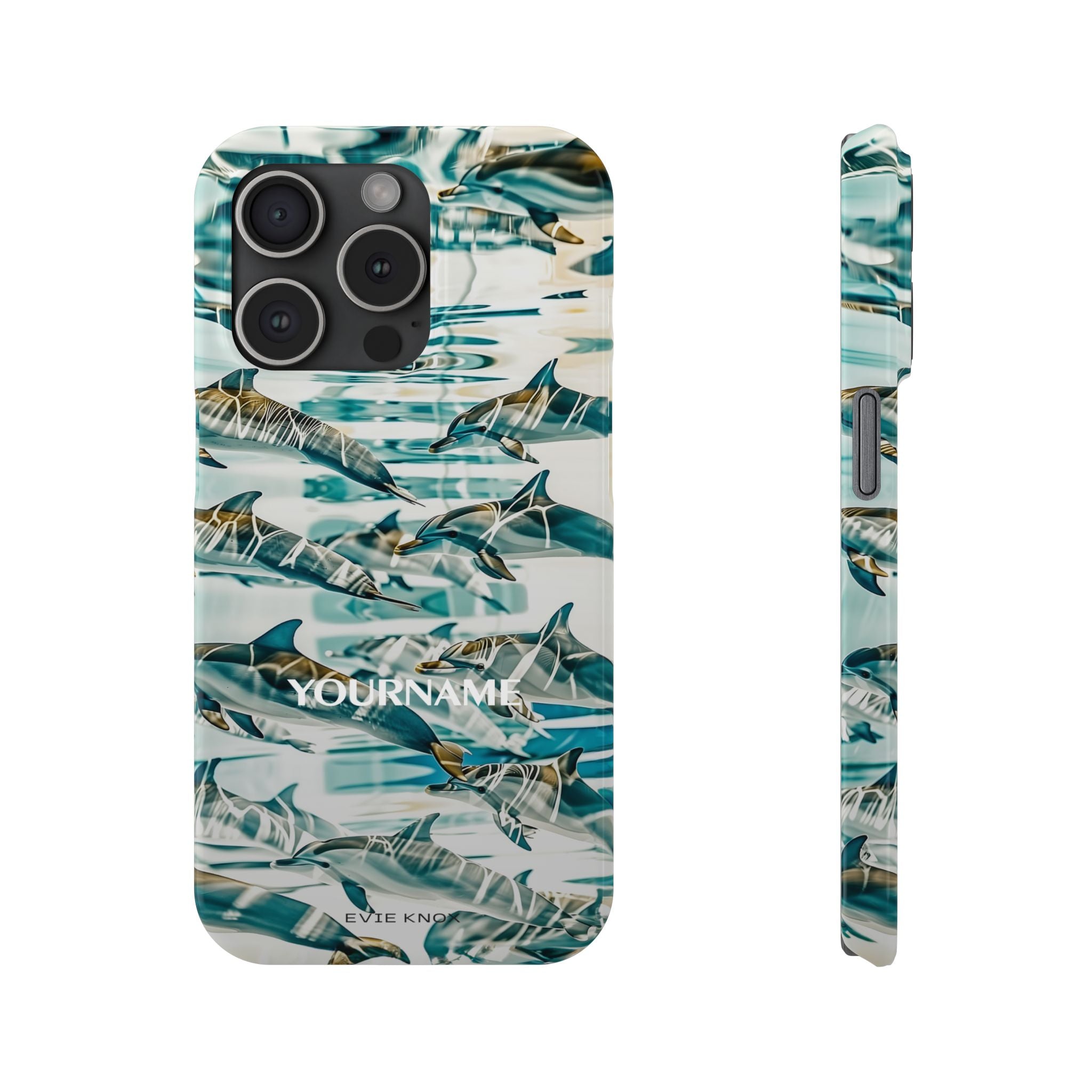 Dolphin Wave Slim Phone Case — Personalized Ocean Pattern