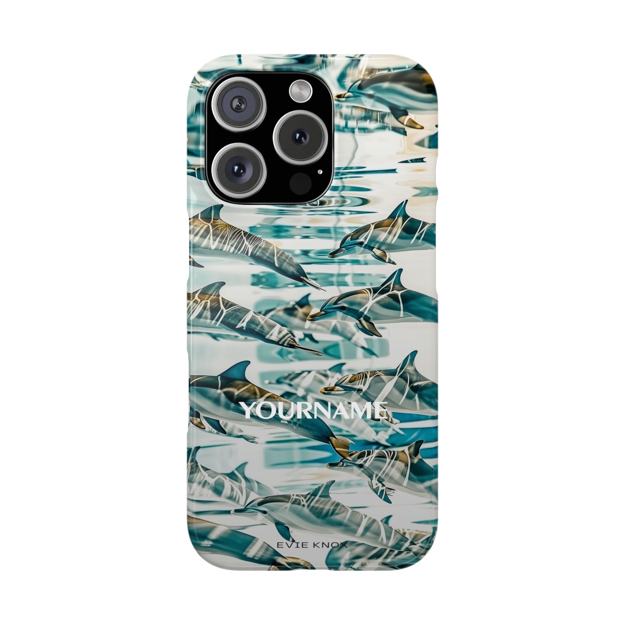 Dolphin Wave Slim Phone Case — Personalized Ocean Pattern