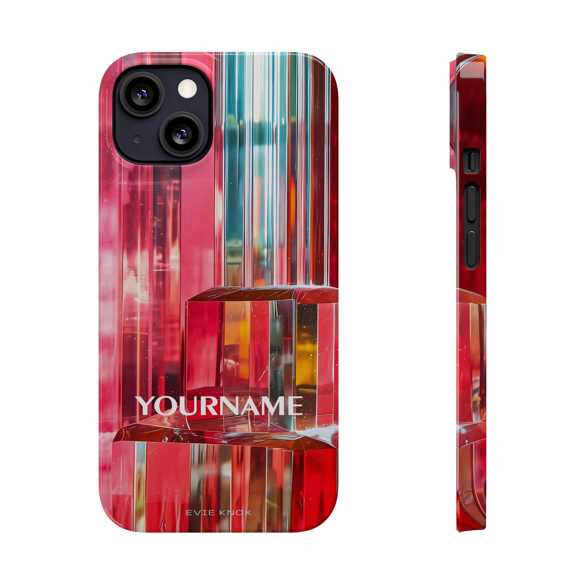 Abstract Prism Slim Phone Case — Red Geometric Crystal Design
