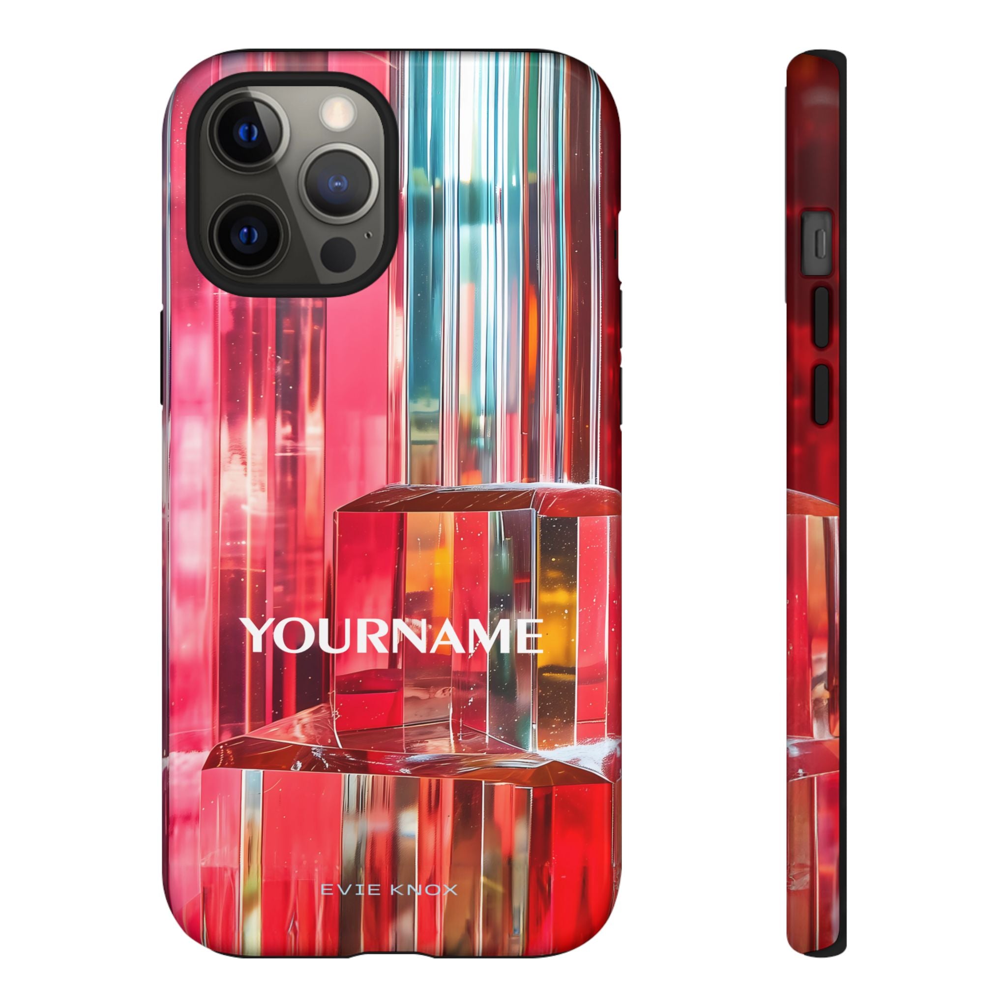 Abstract Prism Tough Phone Case — Red Geometric Crystal Design