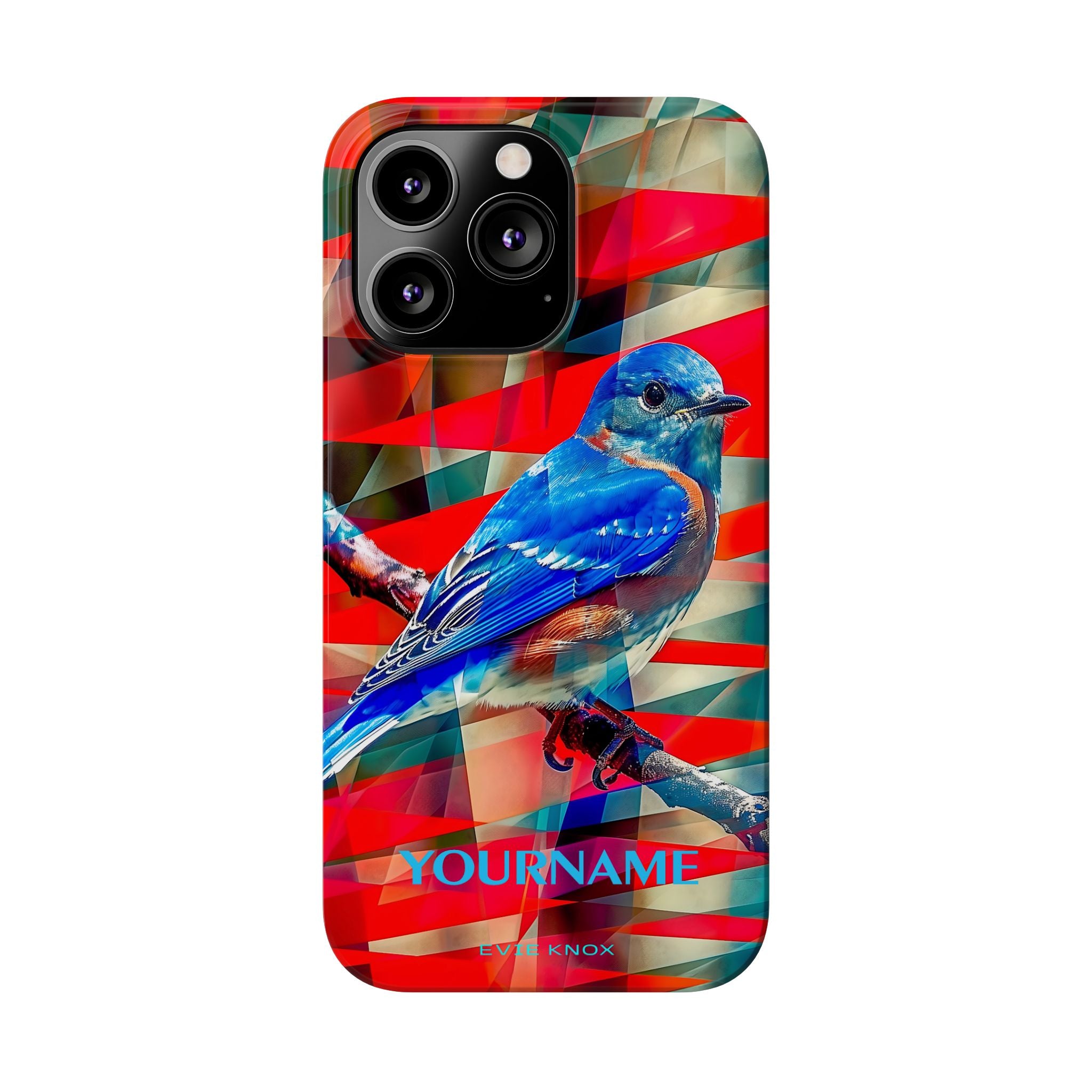 Bluebird Slim Phone Case — Vibrant Geometric Nature Design