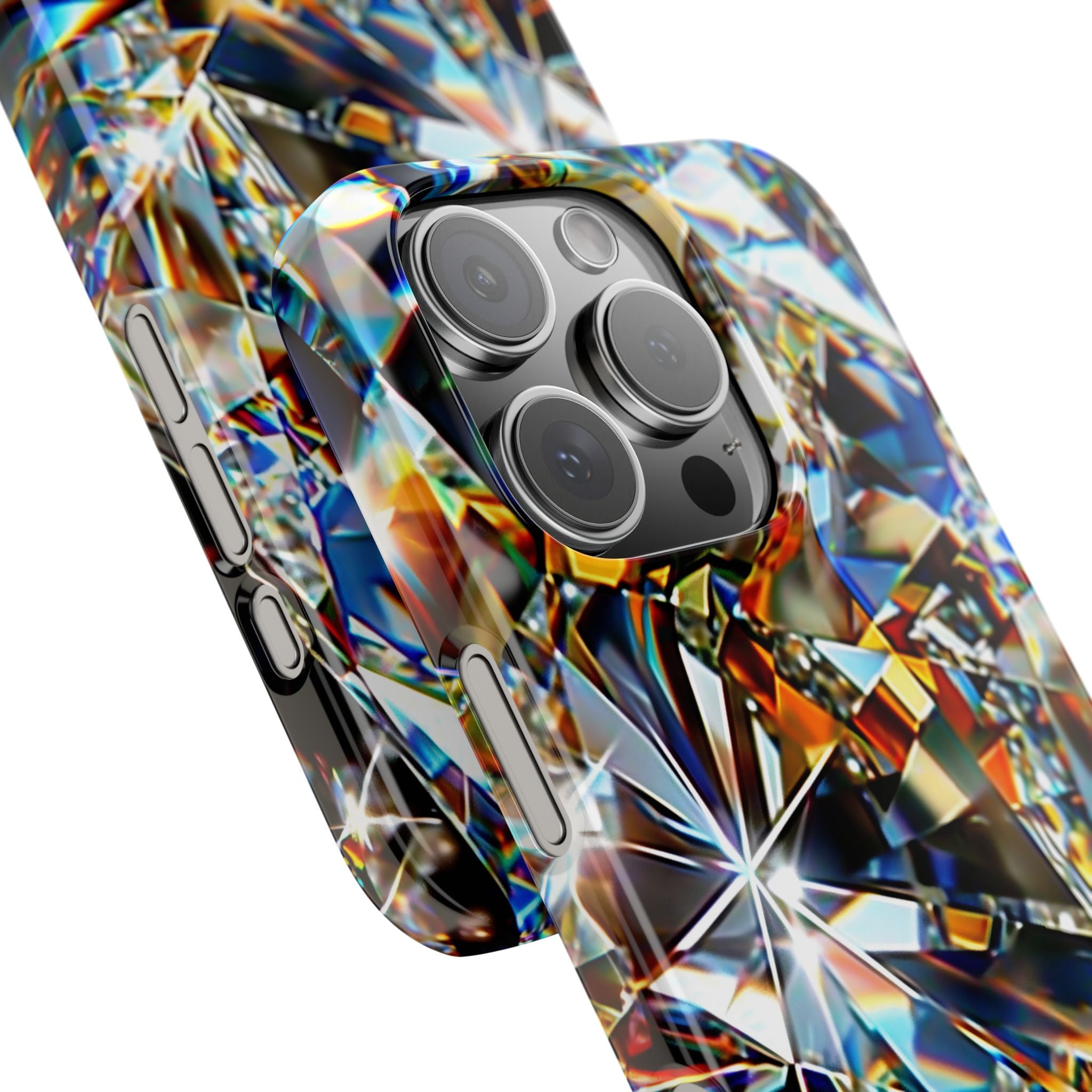 Crystal Facet Slim Phone Case — Iridescent Diamond Pattern