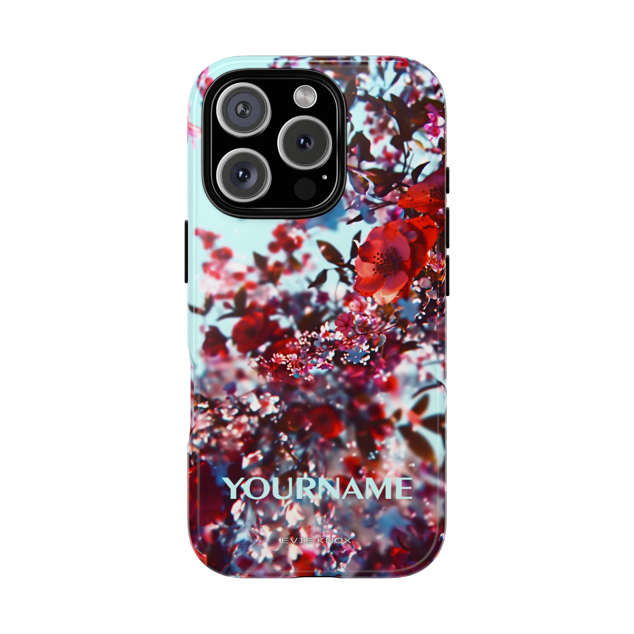 Red Cherry Blossom Floral Tough iPhone Case — Customizable Protective Cover