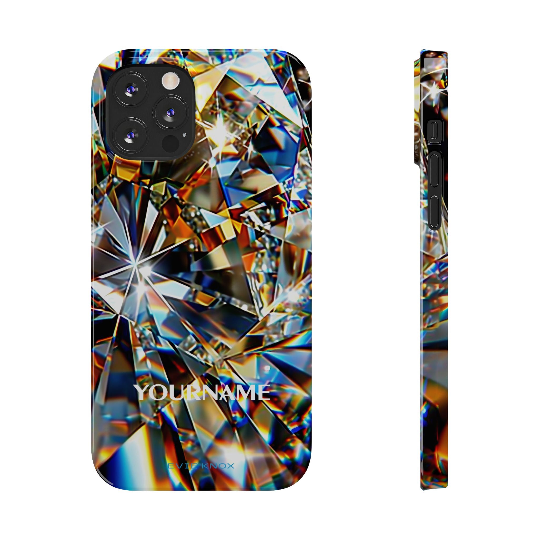 Crystal Facet Slim Phone Case — Iridescent Diamond Pattern