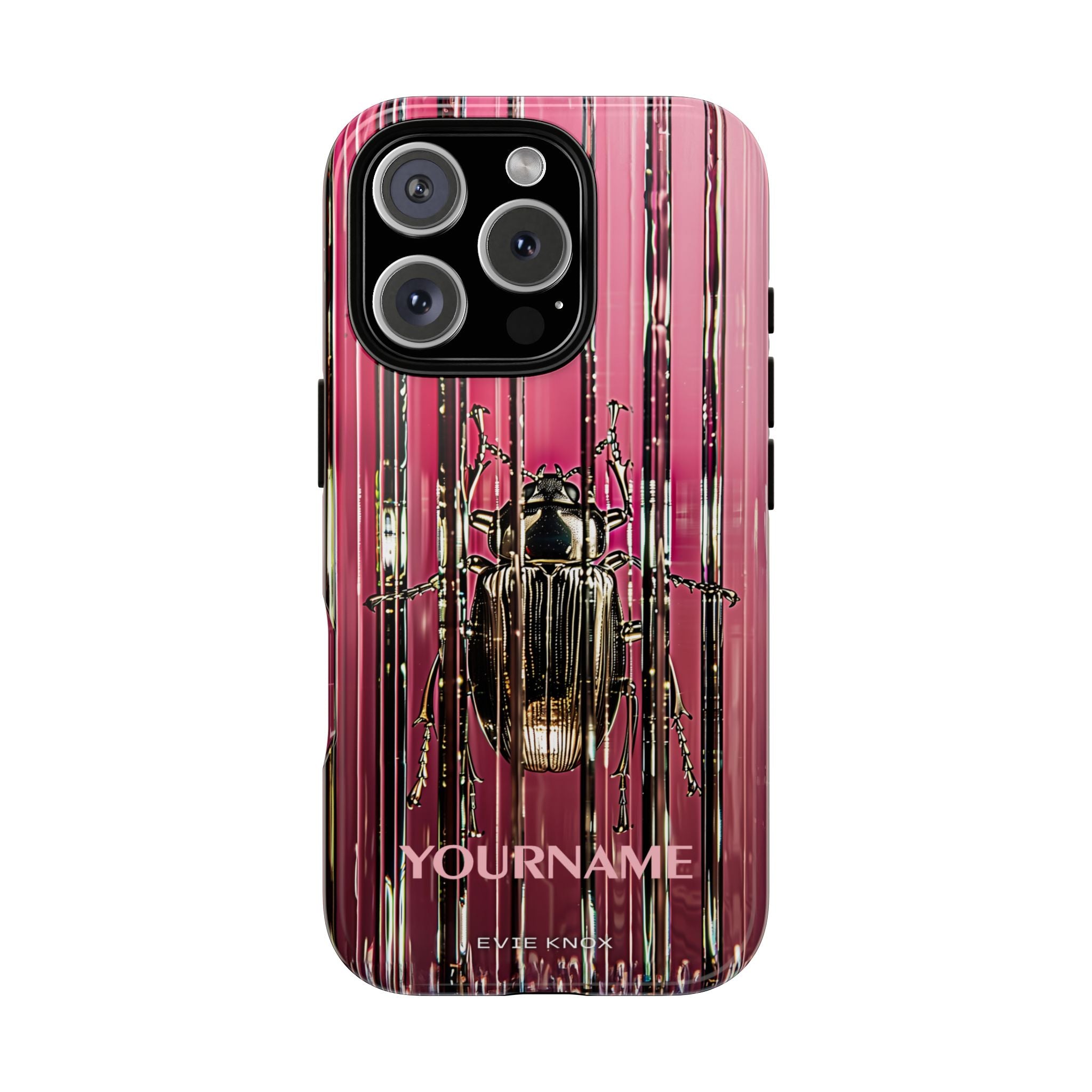 Pink Silver Beetle In Art Glass Tough iPhone Case