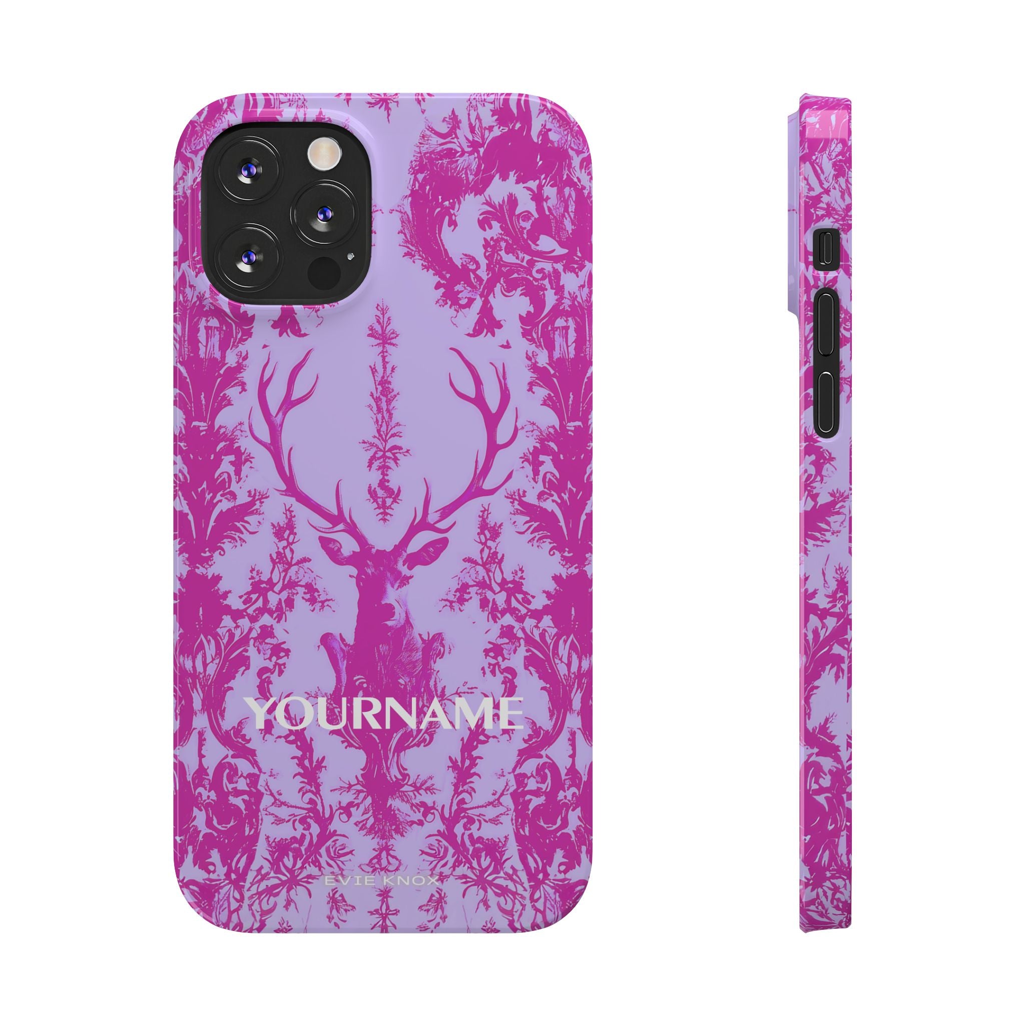 Pink Baroque Deer Slim iPhone Case — Floral Antler Pattern