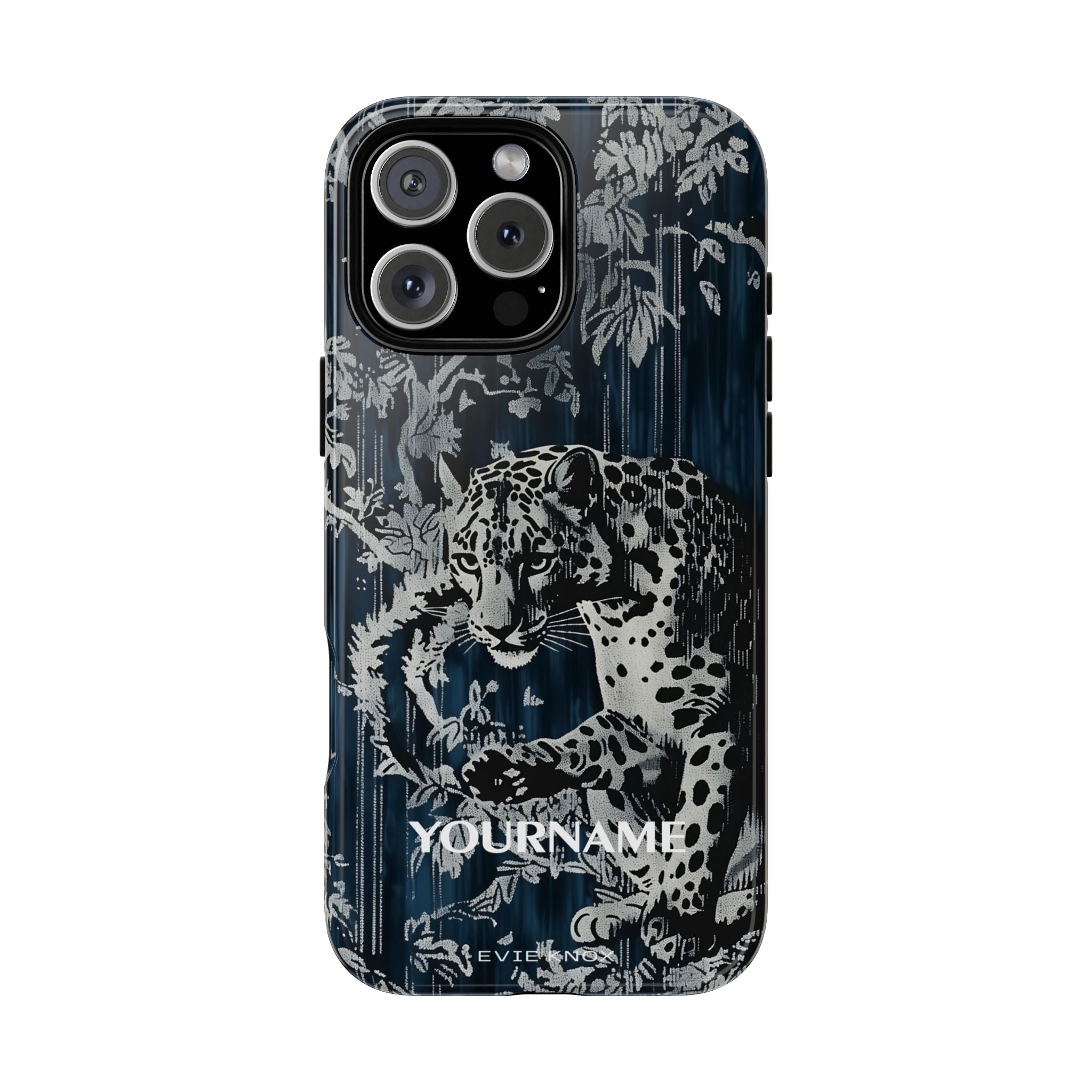 Indigo Leopard Phone Case — Tough Dark Floral iPhone Cover