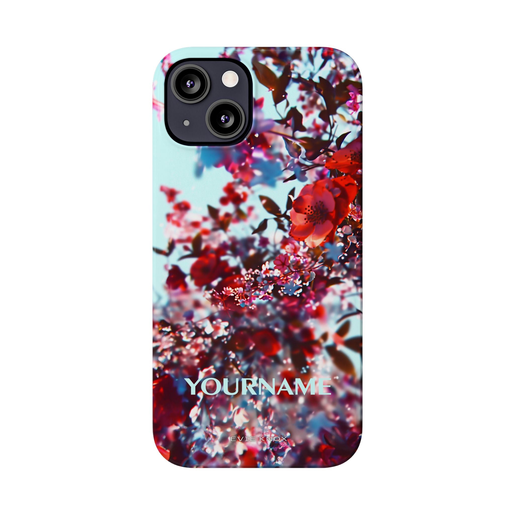 Red Cherry Blossom Floral Slim iPhone Case