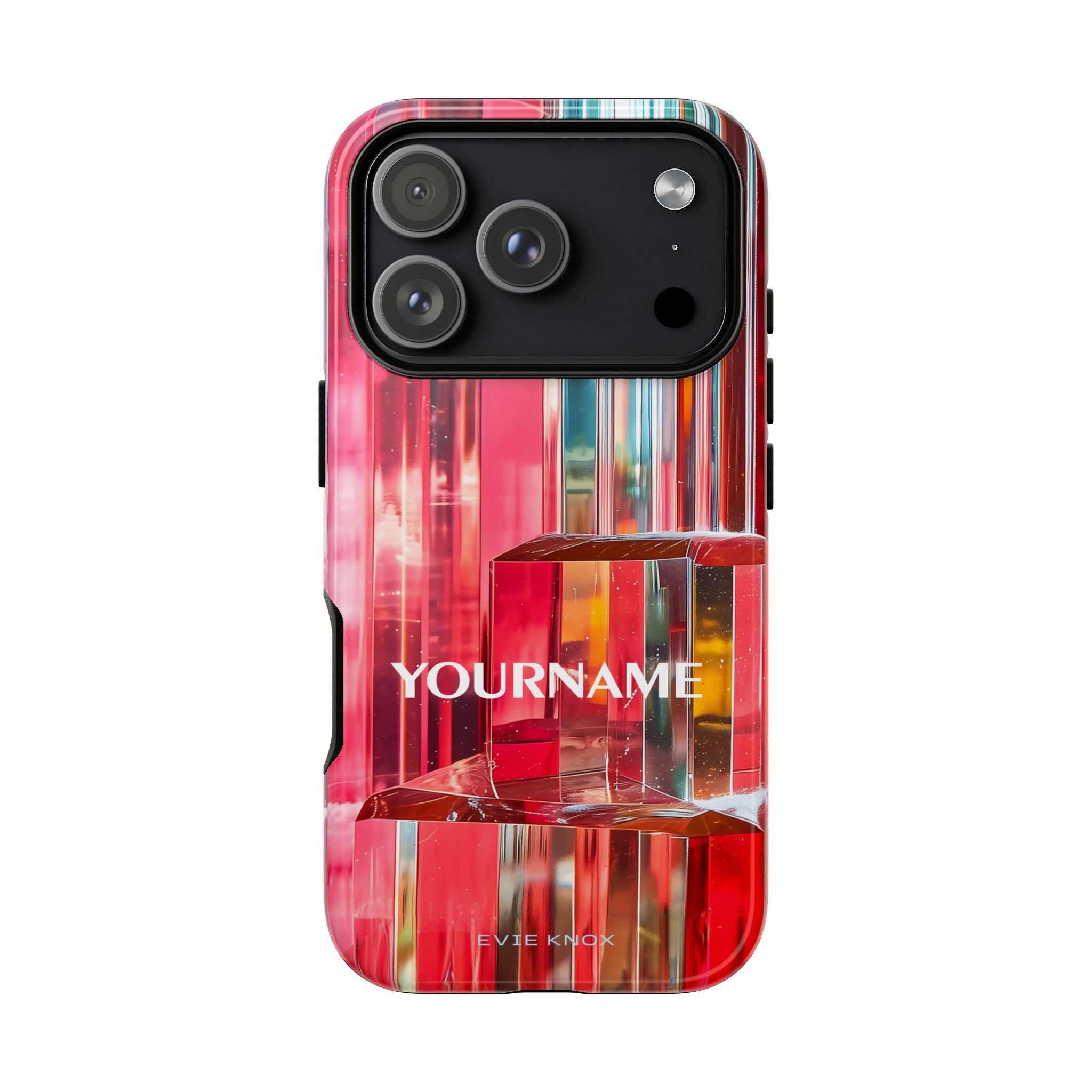 Abstract Prism Tough Phone Case — Red Geometric Crystal Design