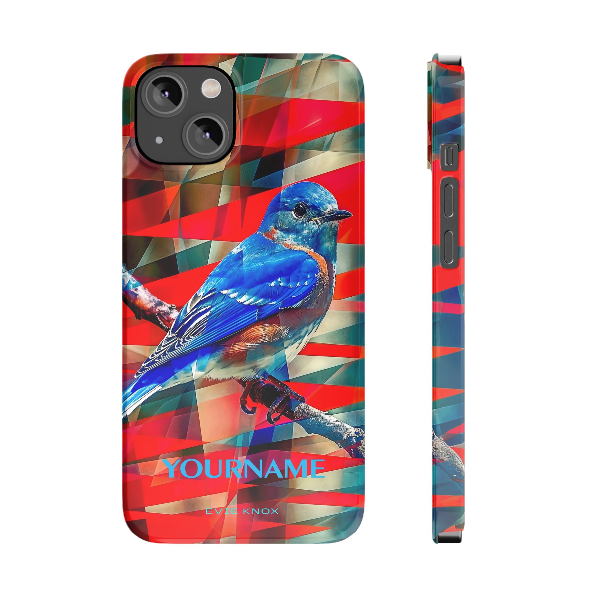 Bluebird Slim Phone Case — Vibrant Geometric Nature Design