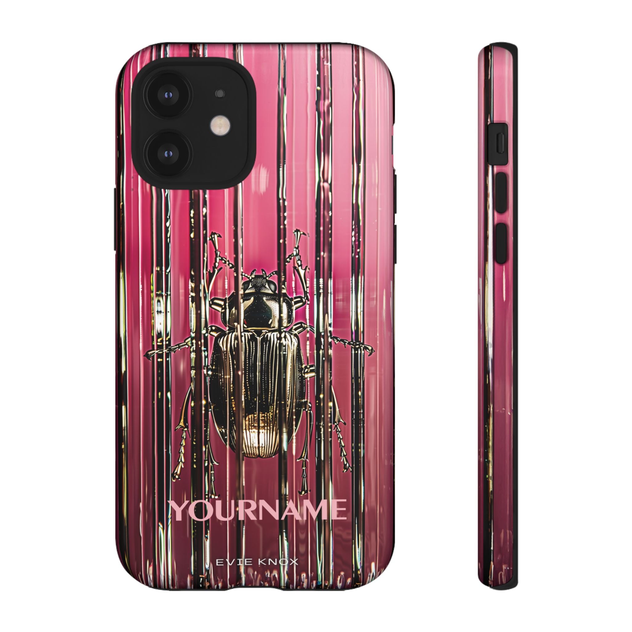 Pink Silver Beetle In Art Glass Tough iPhone Case