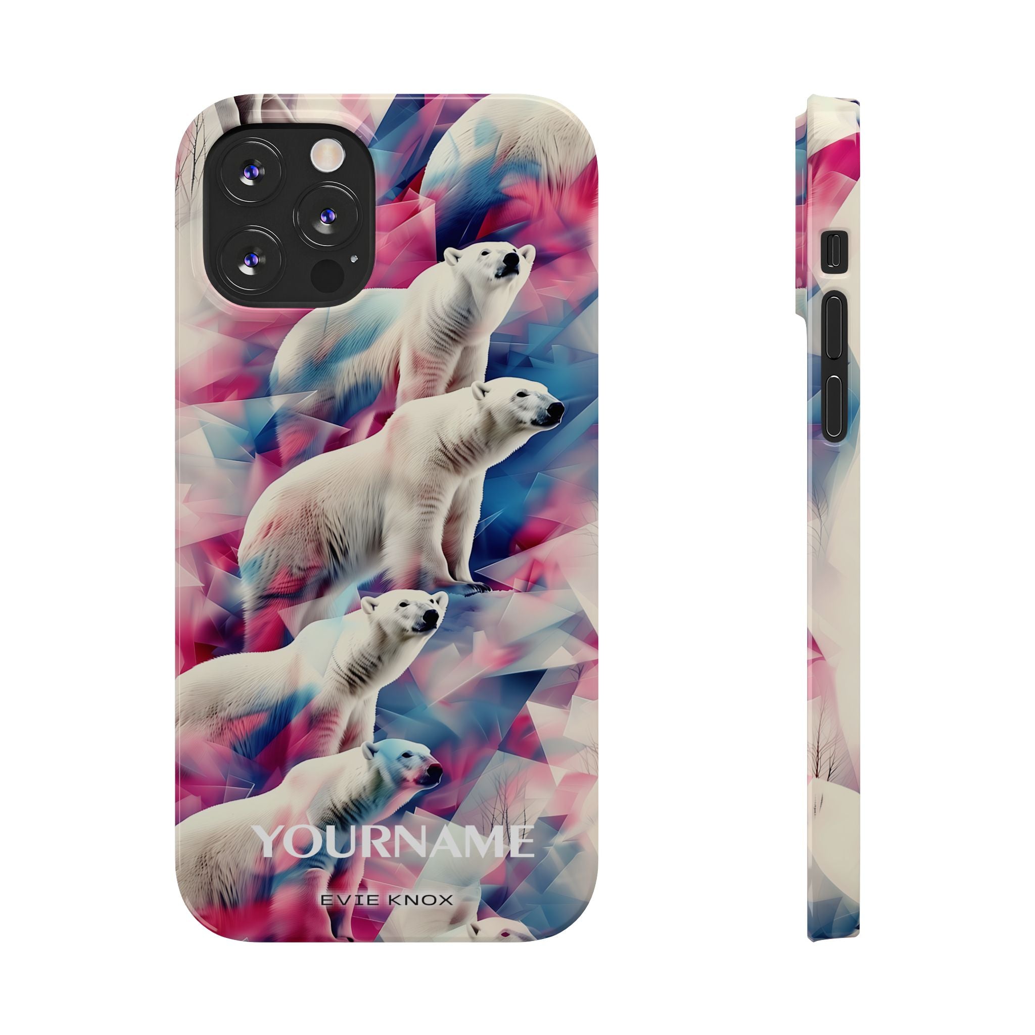 Polar Bear Prism Slim Phone Case — Colorful Personalizable Arctic Design
