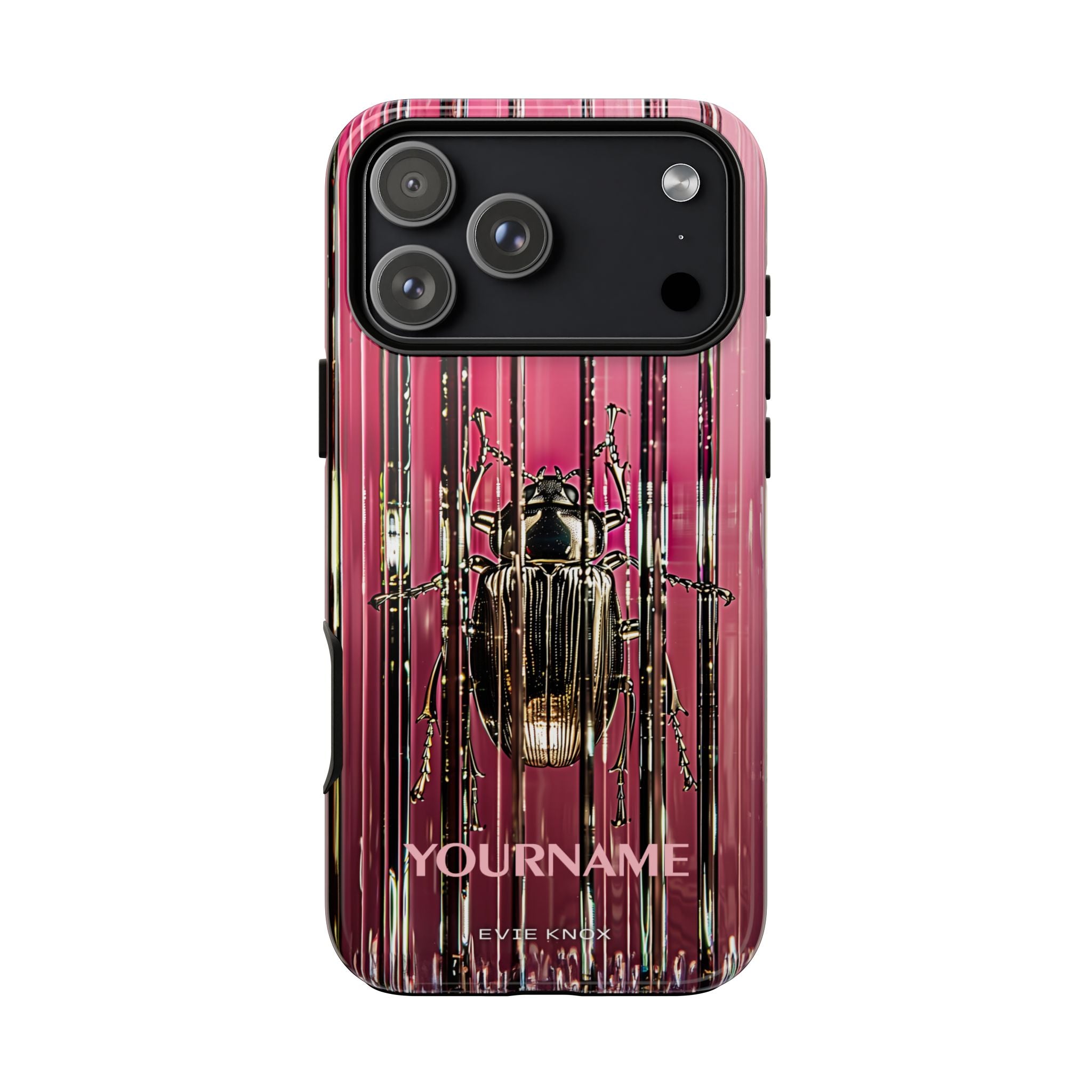 Pink Silver Beetle In Art Glass Tough iPhone Case
