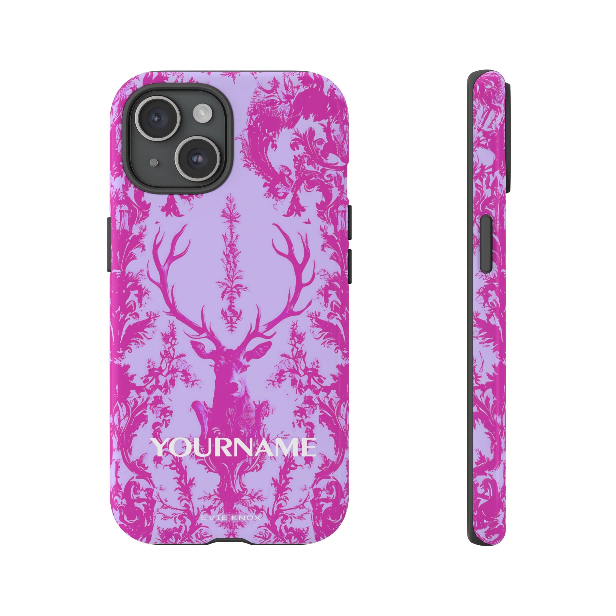 Pink Baroque Deer Tough iPhone Case — Floral Antler Pattern
