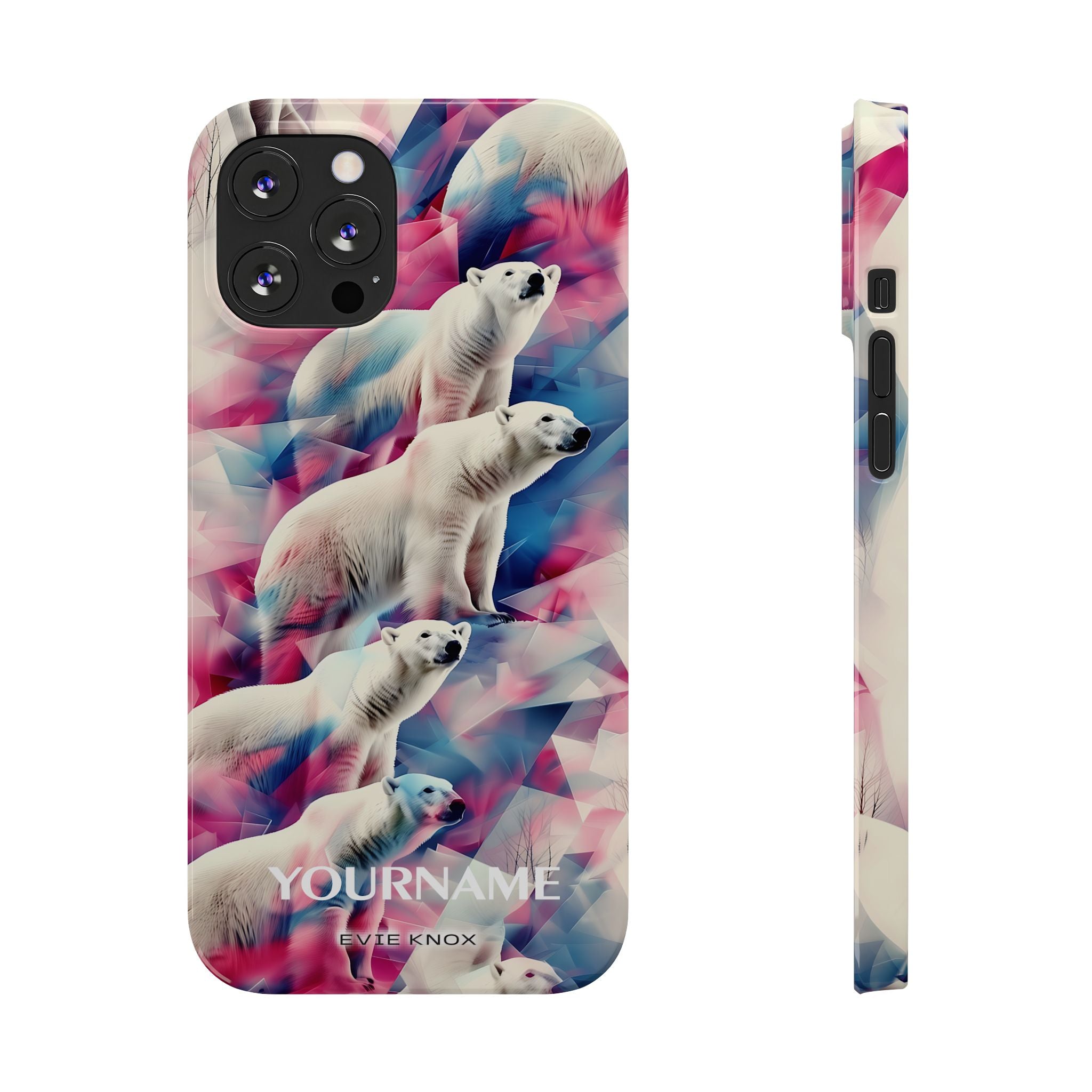Polar Bear Prism Slim Phone Case — Colorful Personalizable Arctic Design