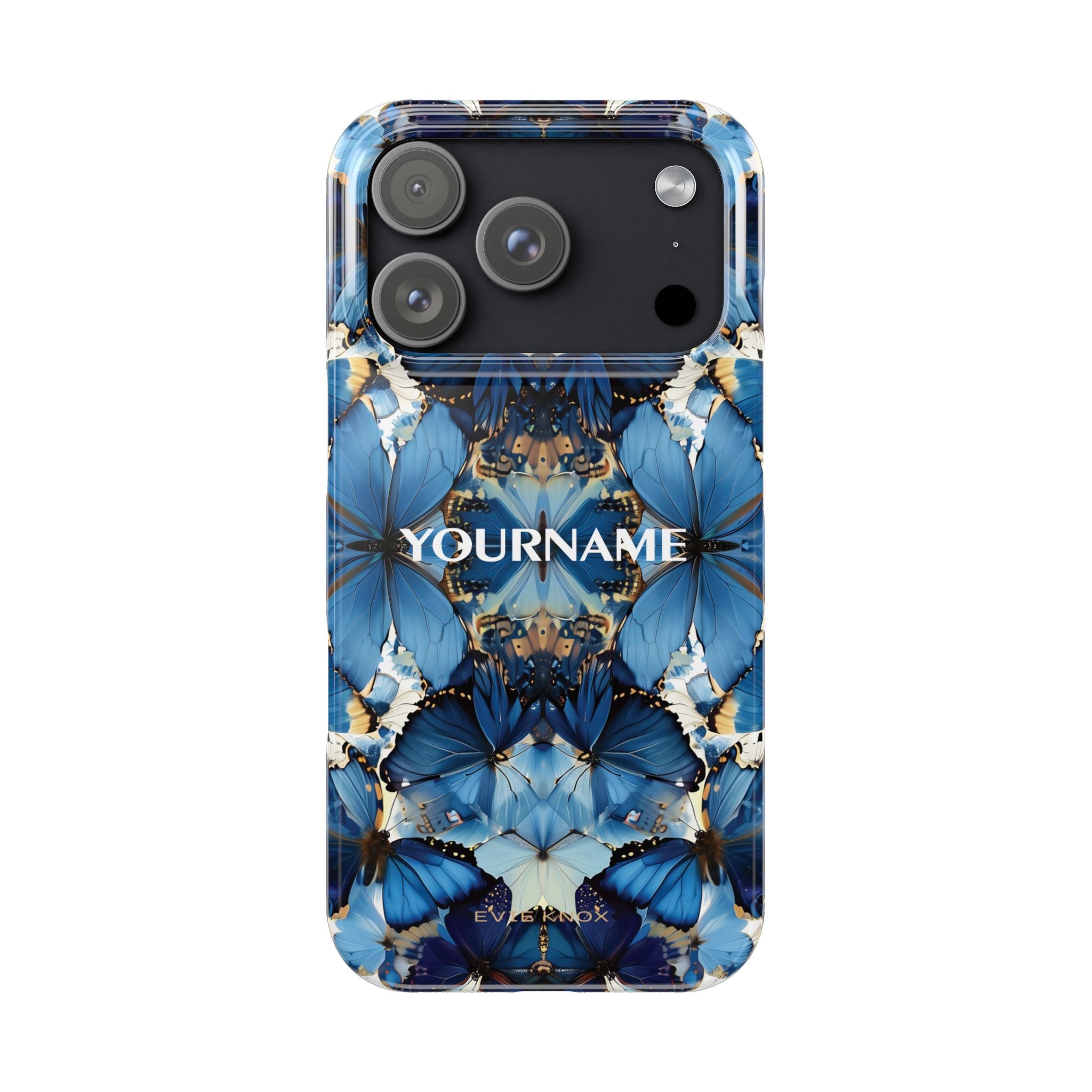 Blue Butterfly Kaleidoscope Slim Case — Protective Symmetry Pattern Phone Cover