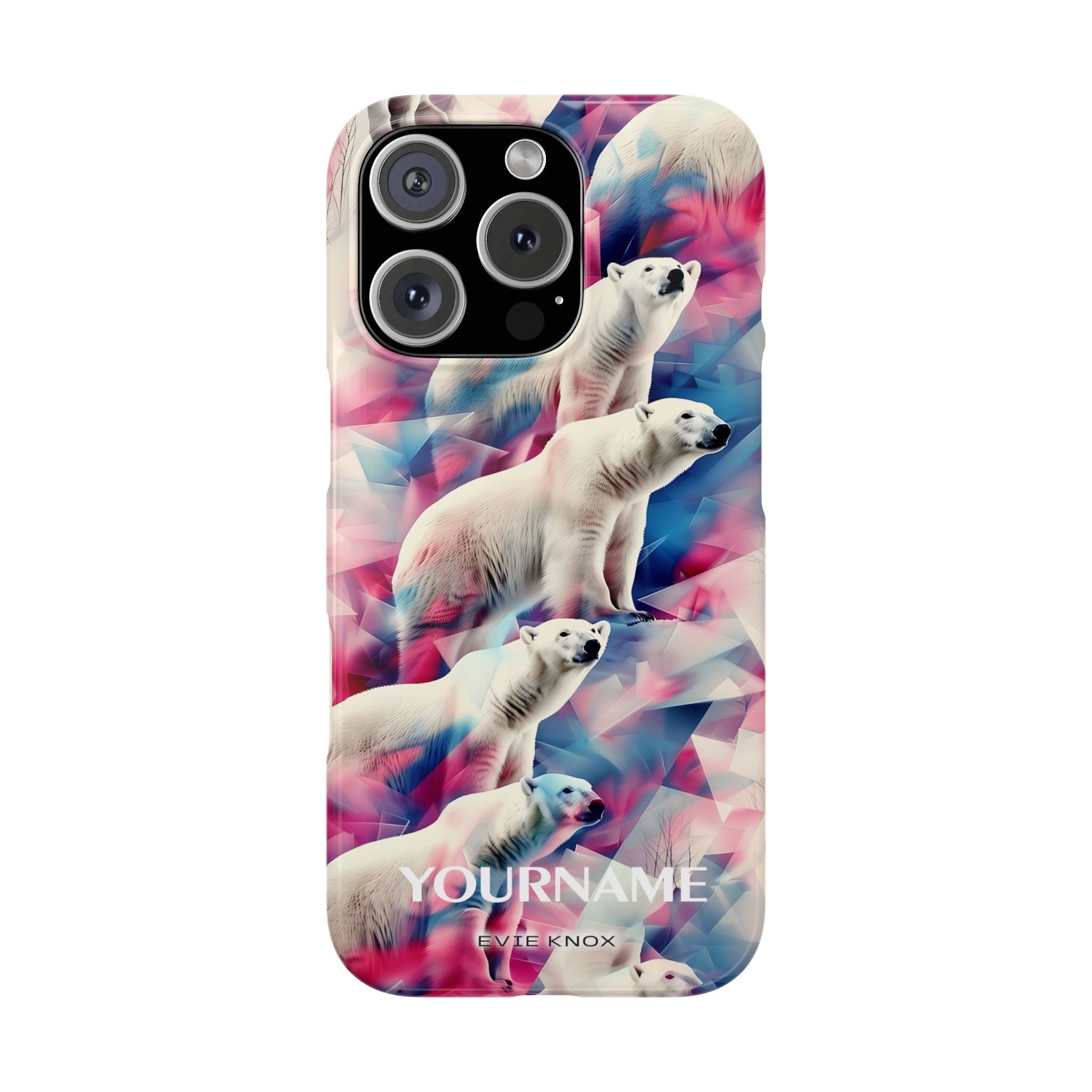 Polar Bear Prism Slim Phone Case — Colorful Personalizable Arctic Design
