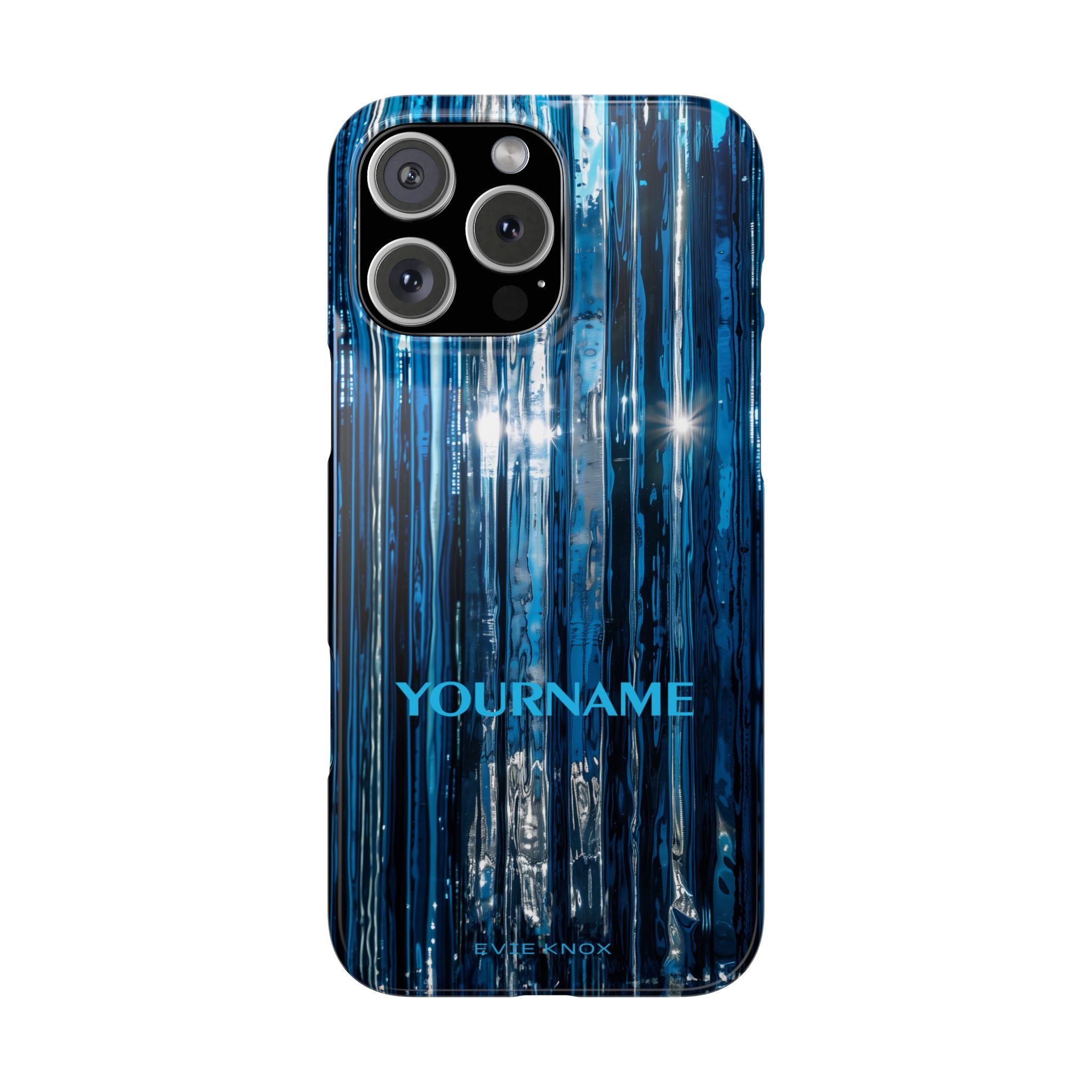 Blue Ribbed Art Glass Effect Slim iPhone Case - Personalized Phone case
