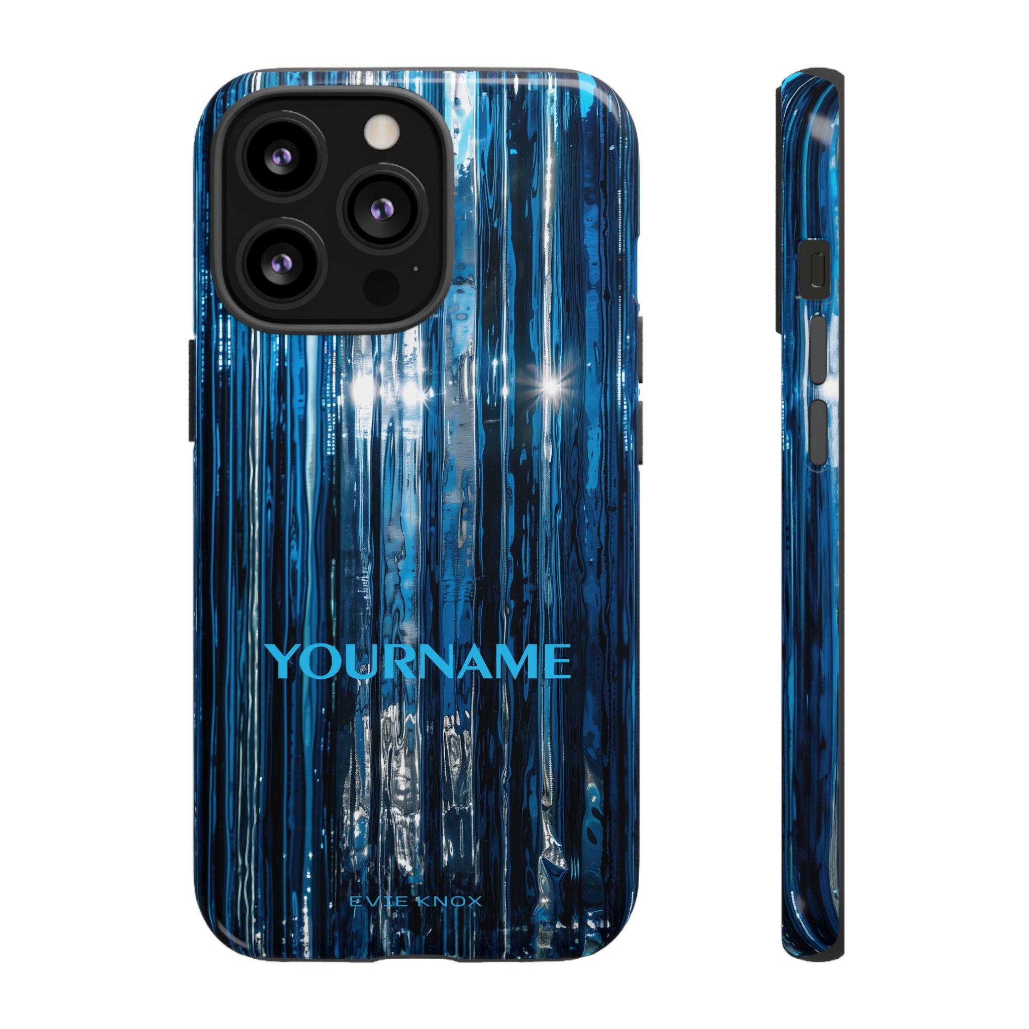 Blue Ribbed Art Glass Effect Tough iPhone Case - Personalized Phone case