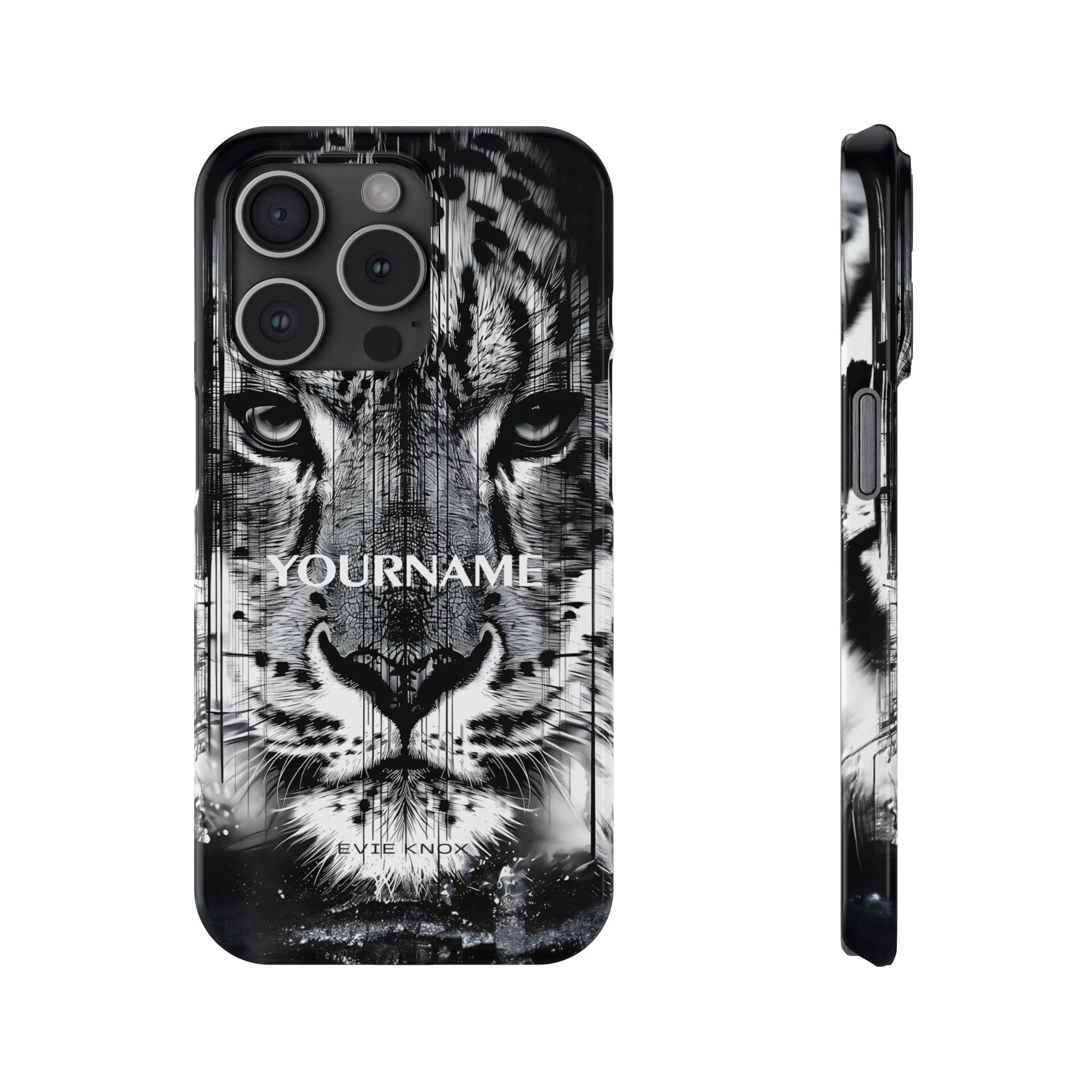 Siberian Tiger Face Slim iPhone Case — Black & White Protective Case