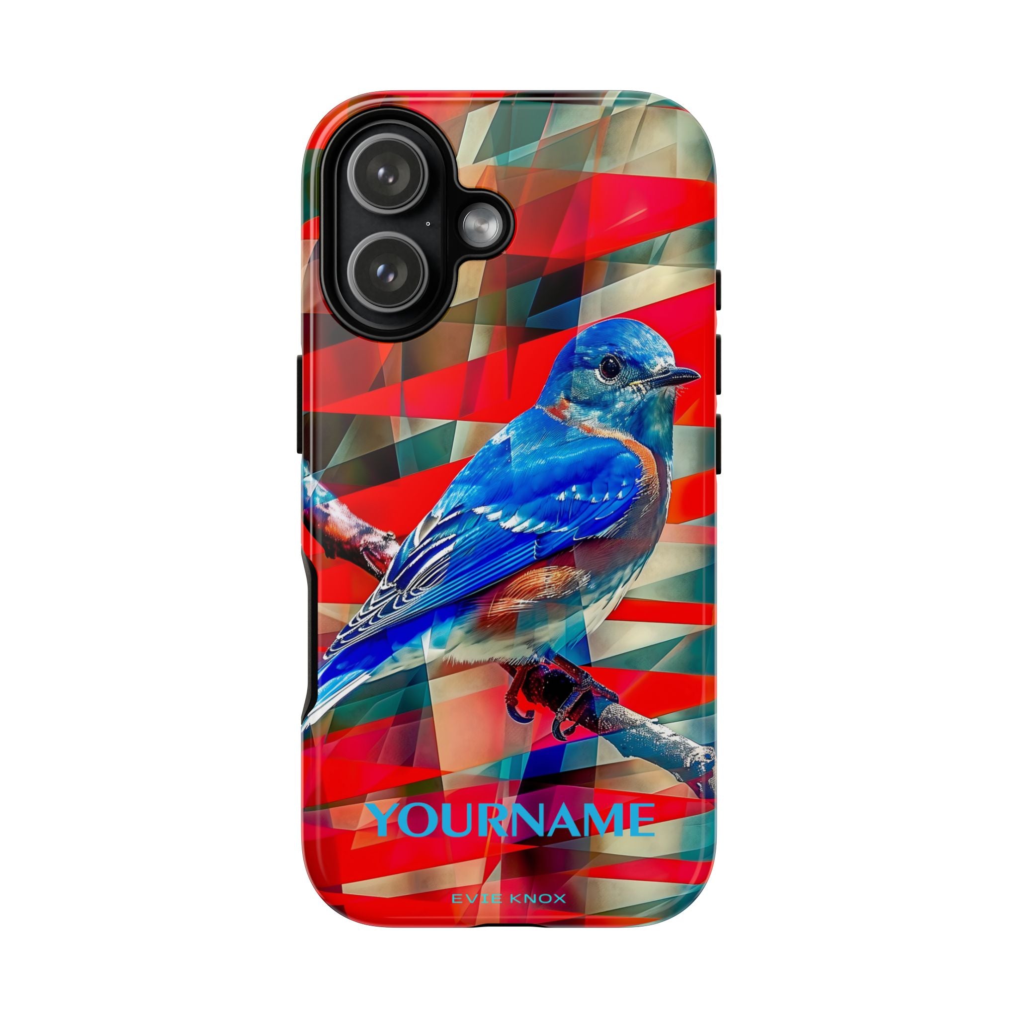 Bluebird Tough Phone Case — Vibrant Geometric Nature Design