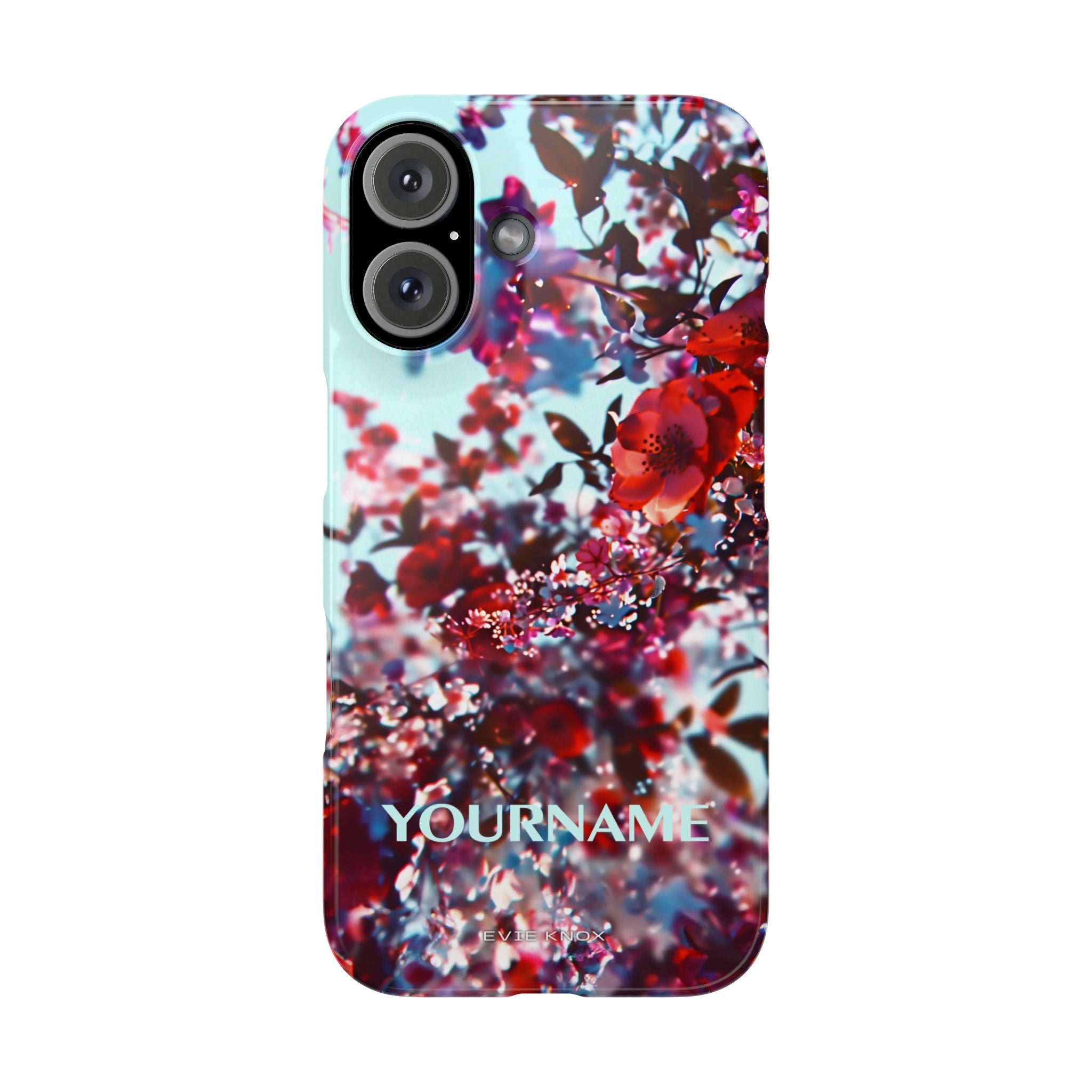 Red Cherry Blossom Floral Slim iPhone Case