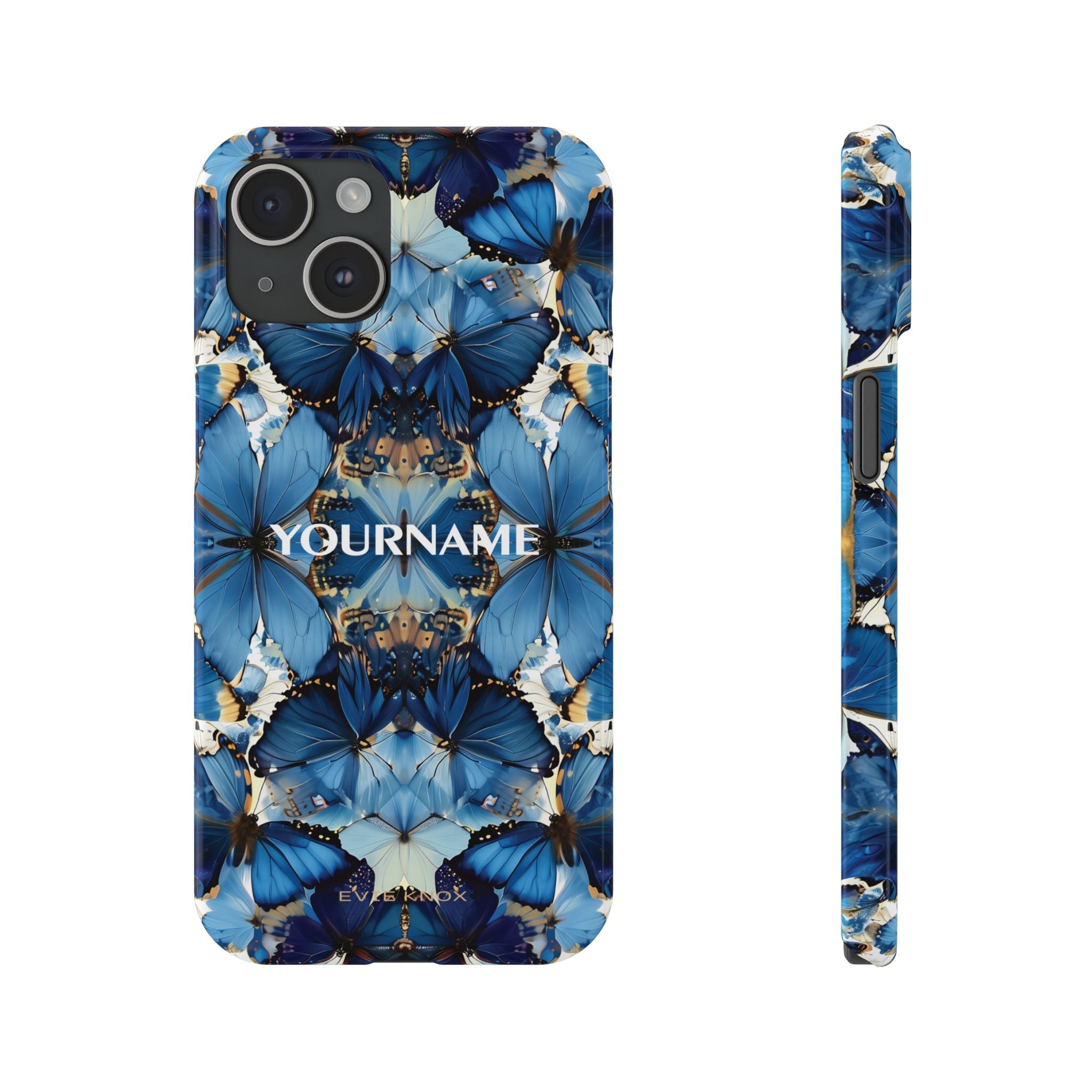 Blue Butterfly Kaleidoscope Slim Case — Protective Symmetry Pattern Phone Cover