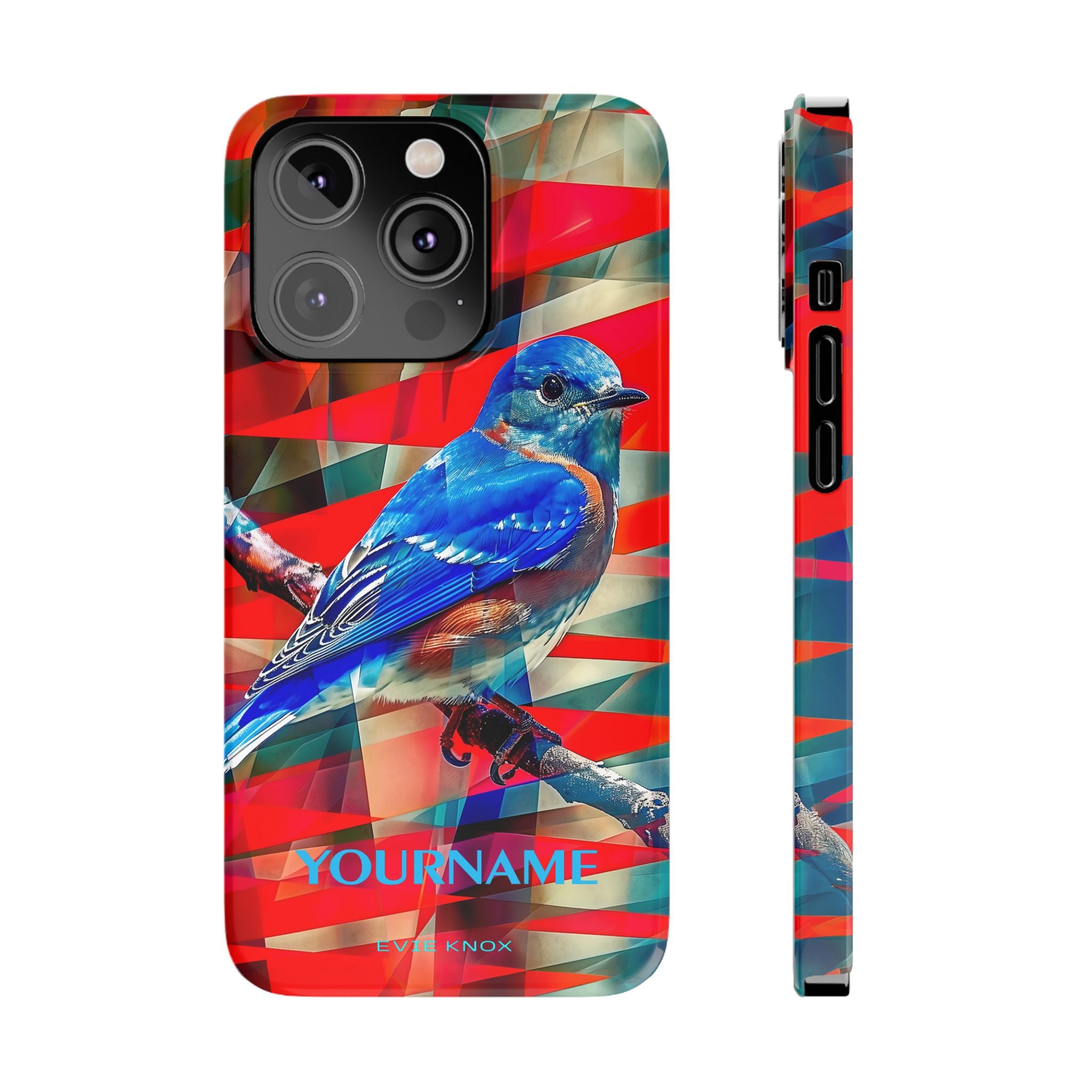 Bluebird Slim Phone Case — Vibrant Geometric Nature Design