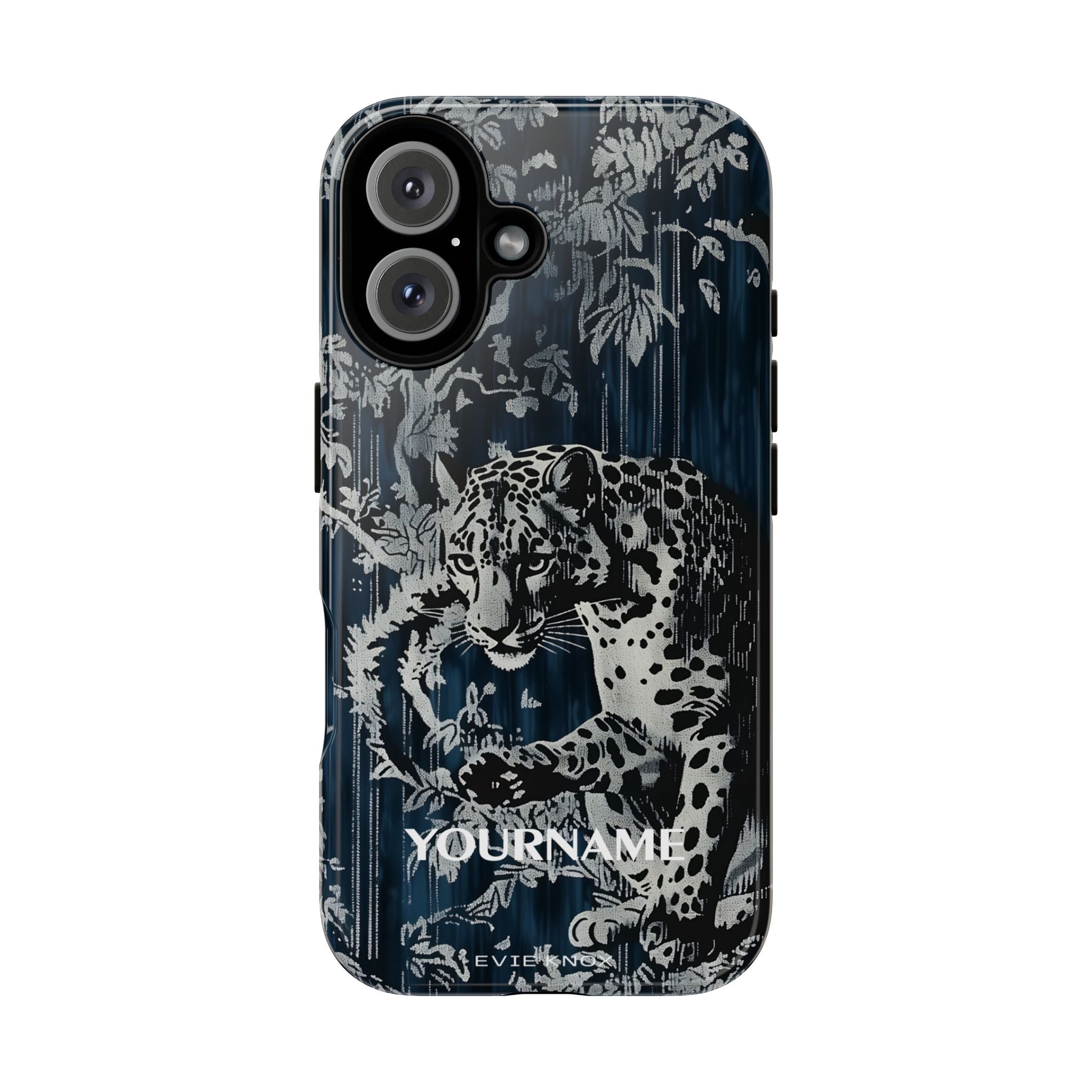 Indigo Leopard Phone Case — Tough Dark Floral iPhone Cover