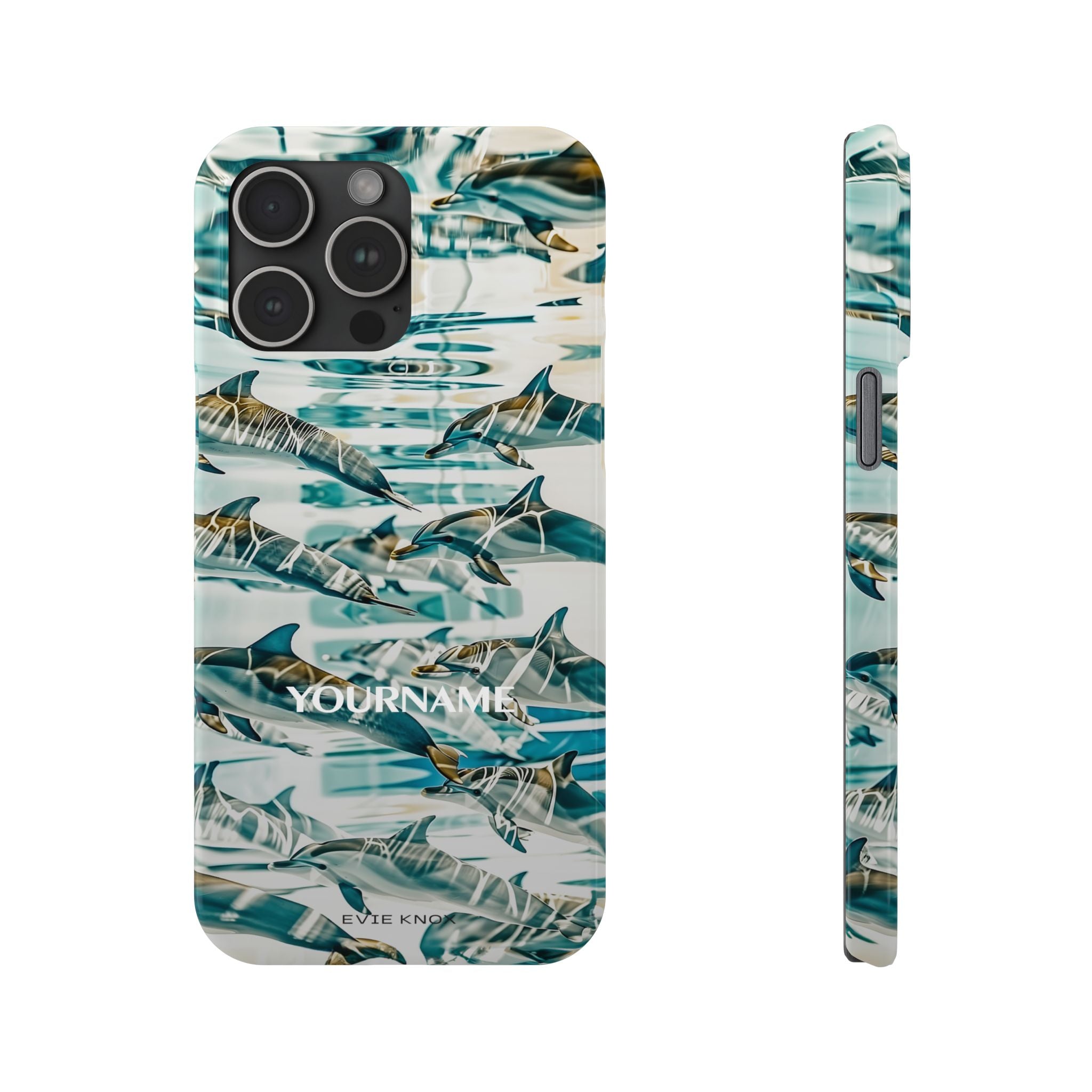 Dolphin Wave Slim Phone Case — Personalized Ocean Pattern