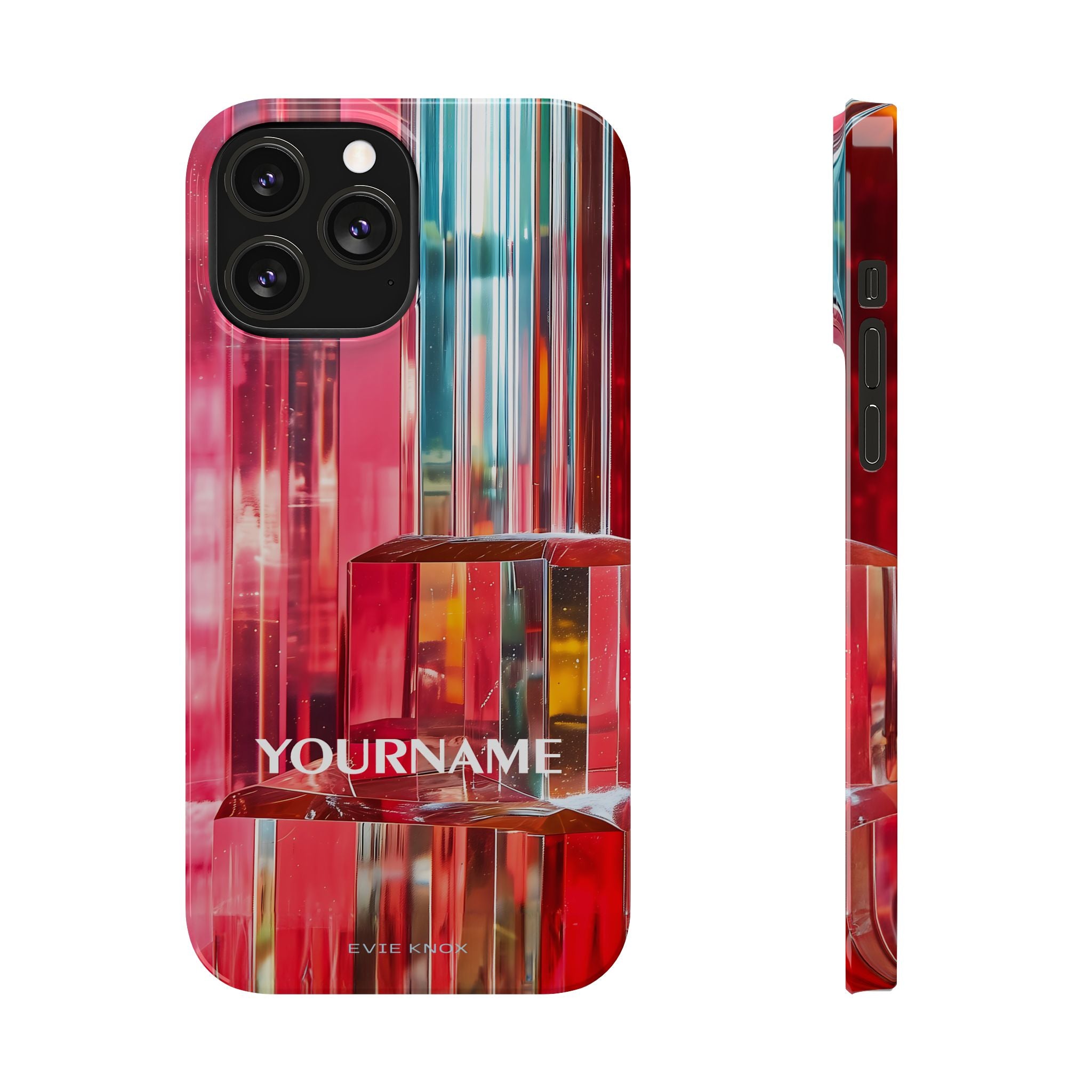Abstract Prism Slim Phone Case — Red Geometric Crystal Design