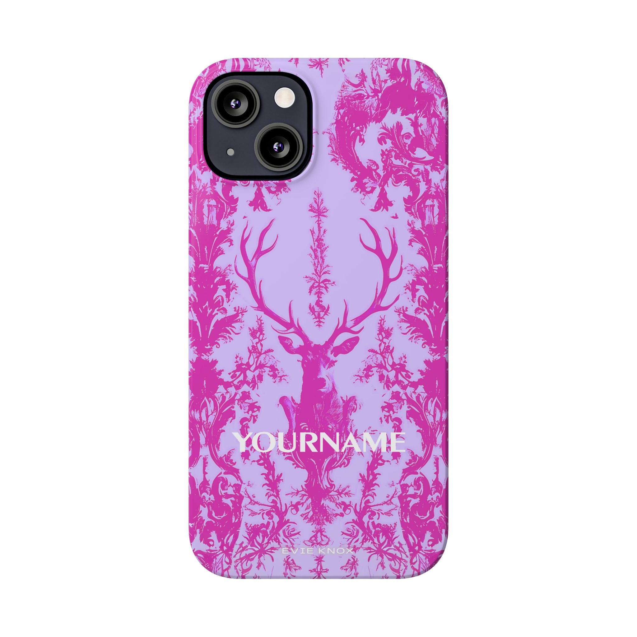 Pink Baroque Deer Slim iPhone Case — Floral Antler Pattern