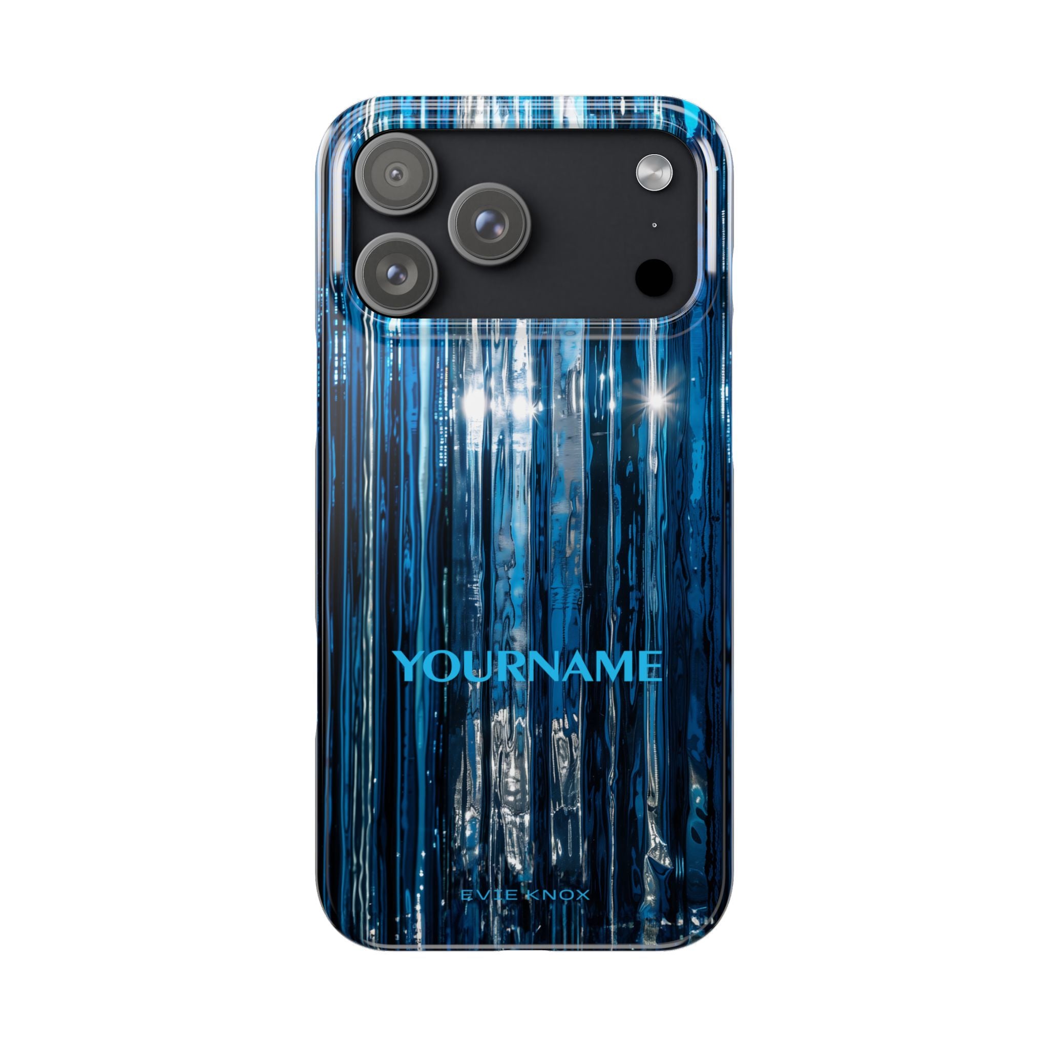 Blue Ribbed Art Glass Effect Slim iPhone Case - Personalized Phone case