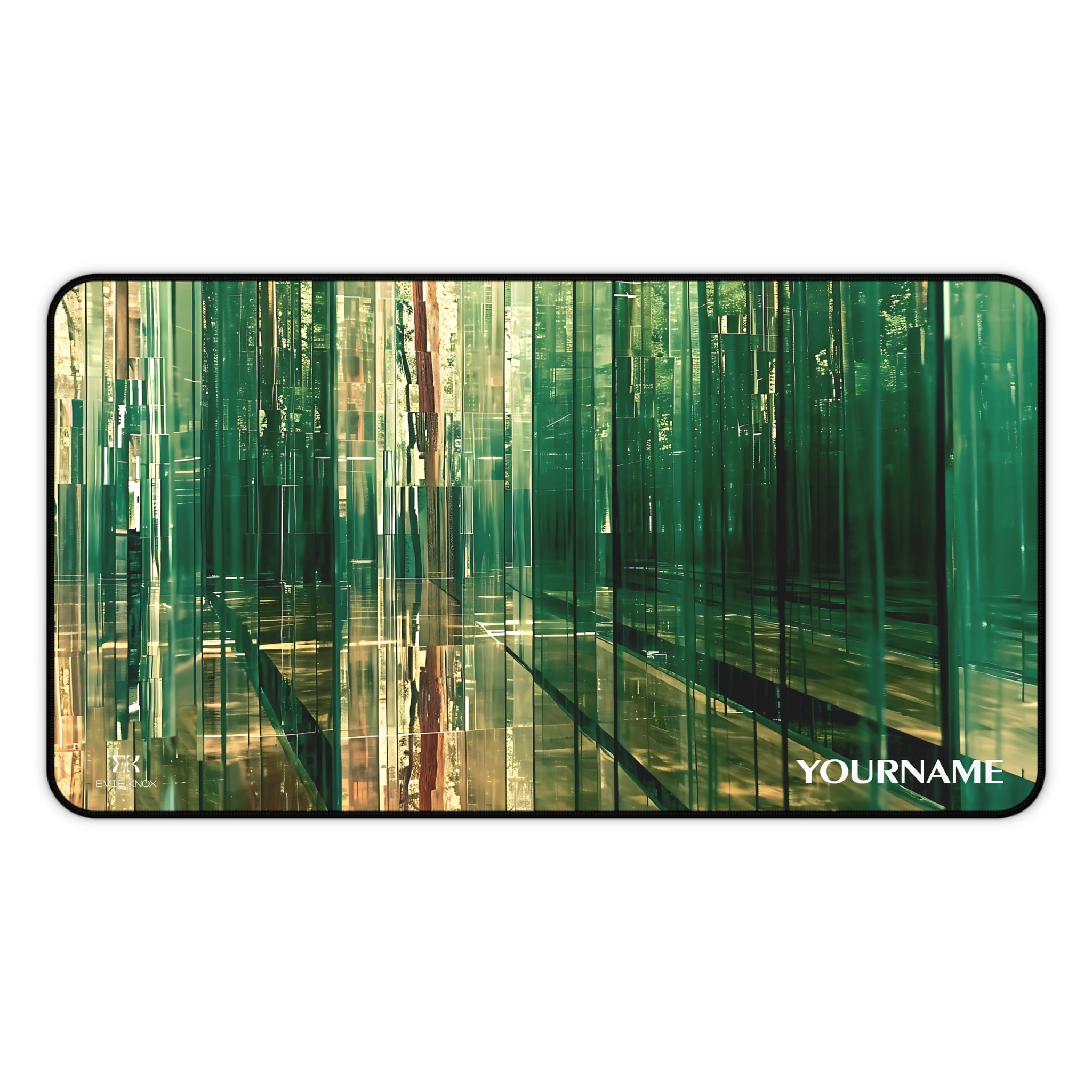 Abstract Striped Green Forest Desk Mat — Personalizable Mouse Pad