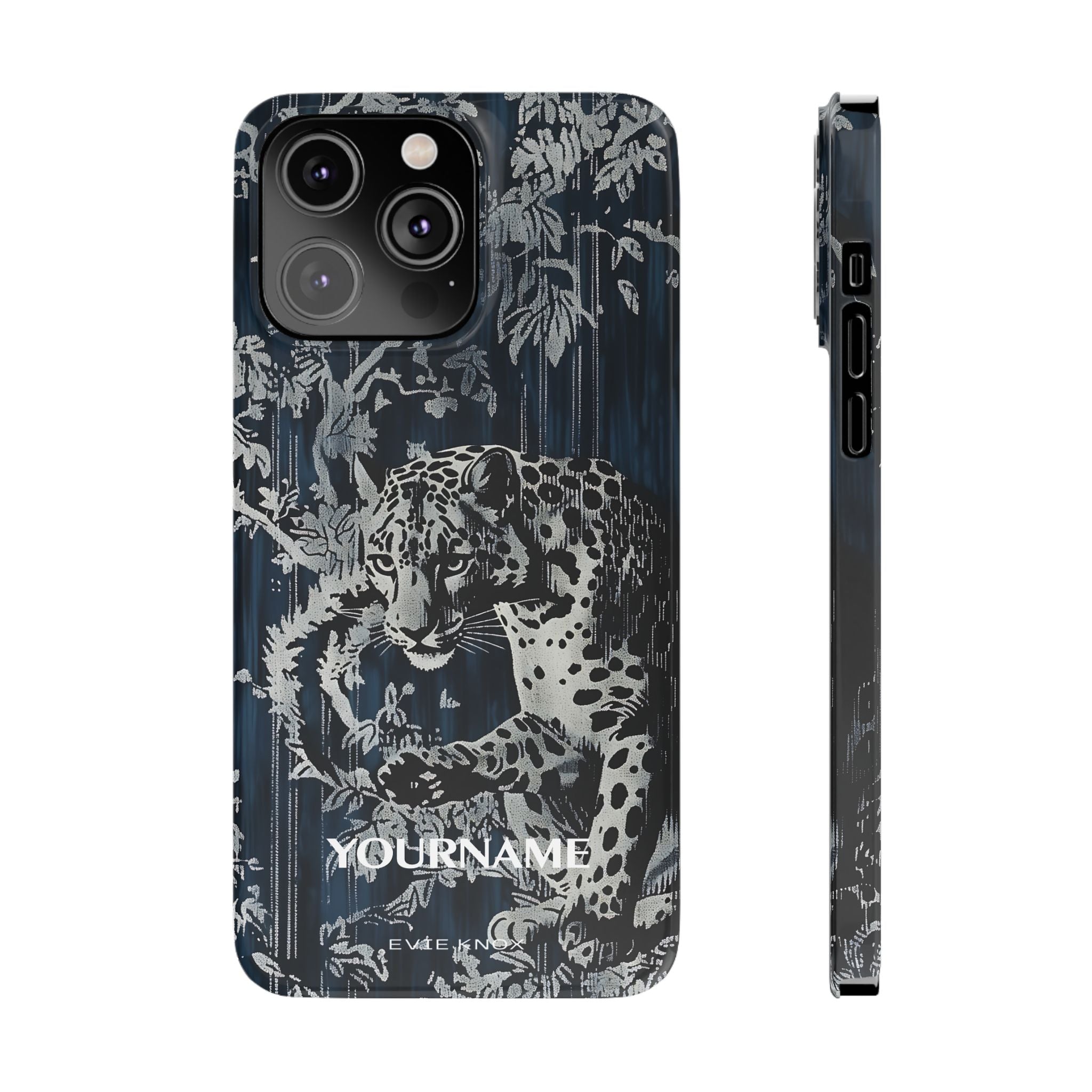Indigo Leopard Slim Phone Case — Night Jungle Panther Design