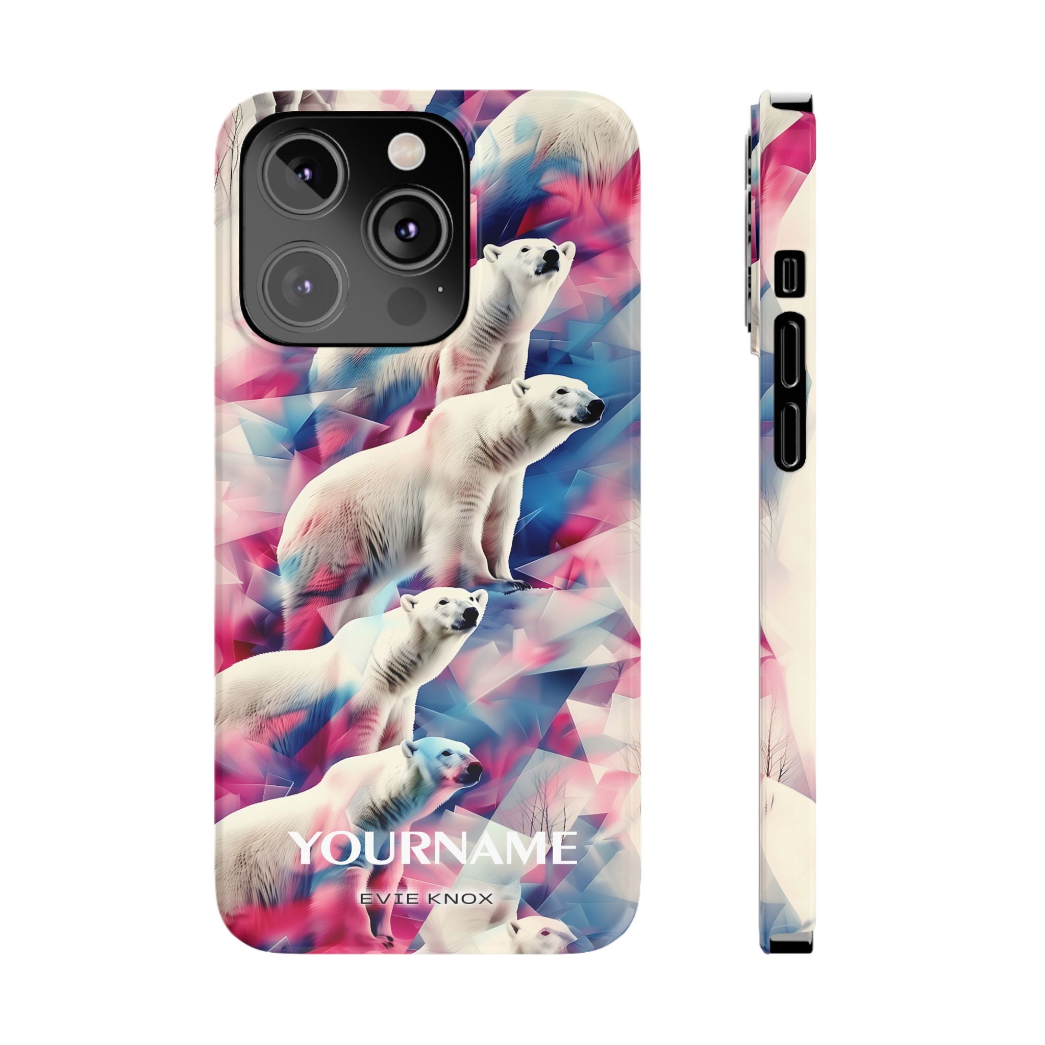 Polar Bear Prism Slim Phone Case — Colorful Personalizable Arctic Design
