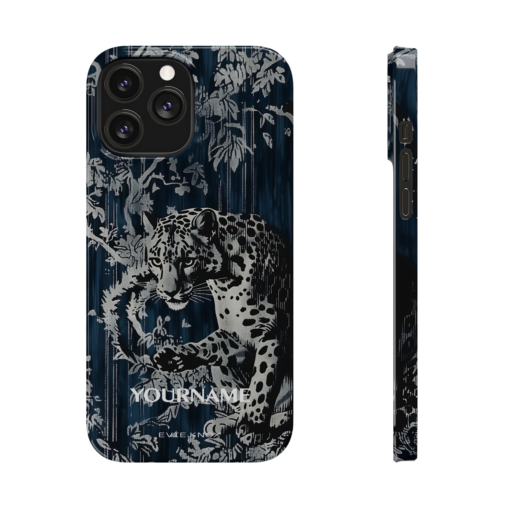 Indigo Leopard Slim Phone Case — Night Jungle Panther Design