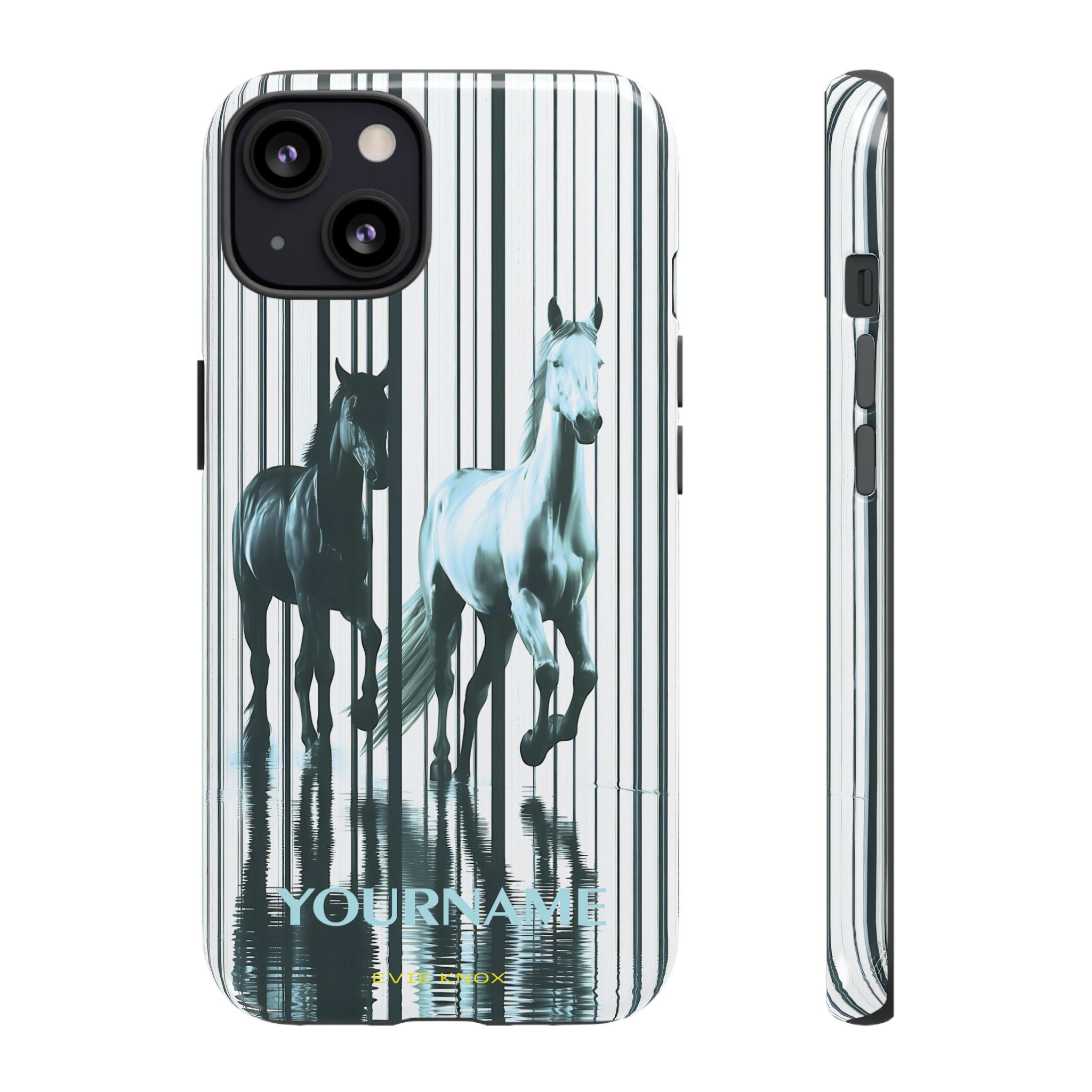 Stallion Mirage Tough iPhone Case – Galloping Horse Black & White Design