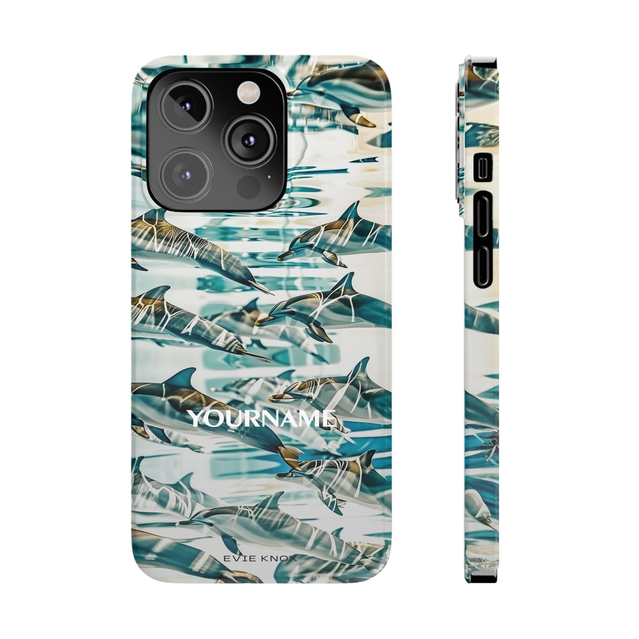 Dolphin Wave Slim Phone Case — Personalized Ocean Pattern
